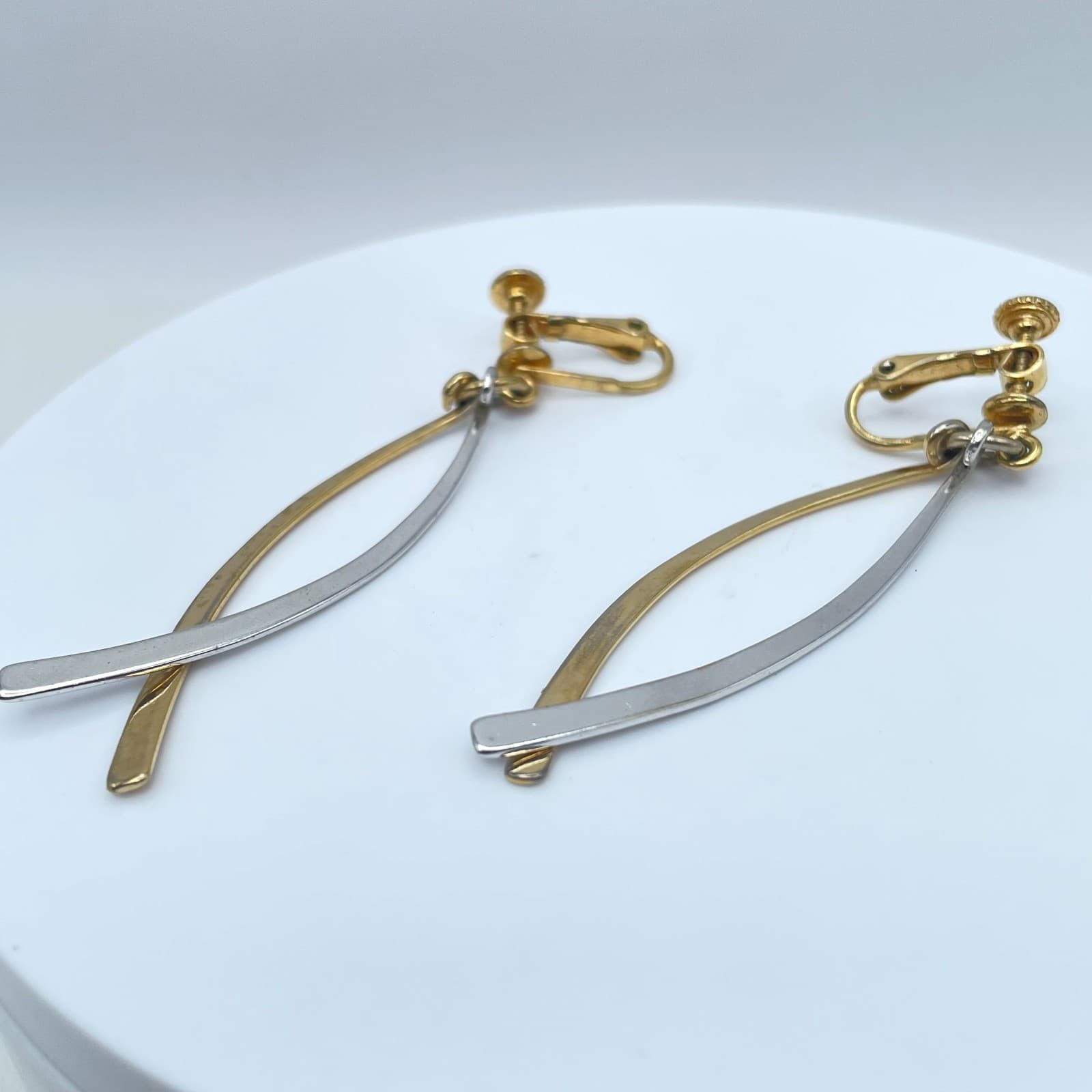 Vintage 90s Napier Dangle Earrings Modernist Women's Classic Fashion Jewelry - Thumbnail 2