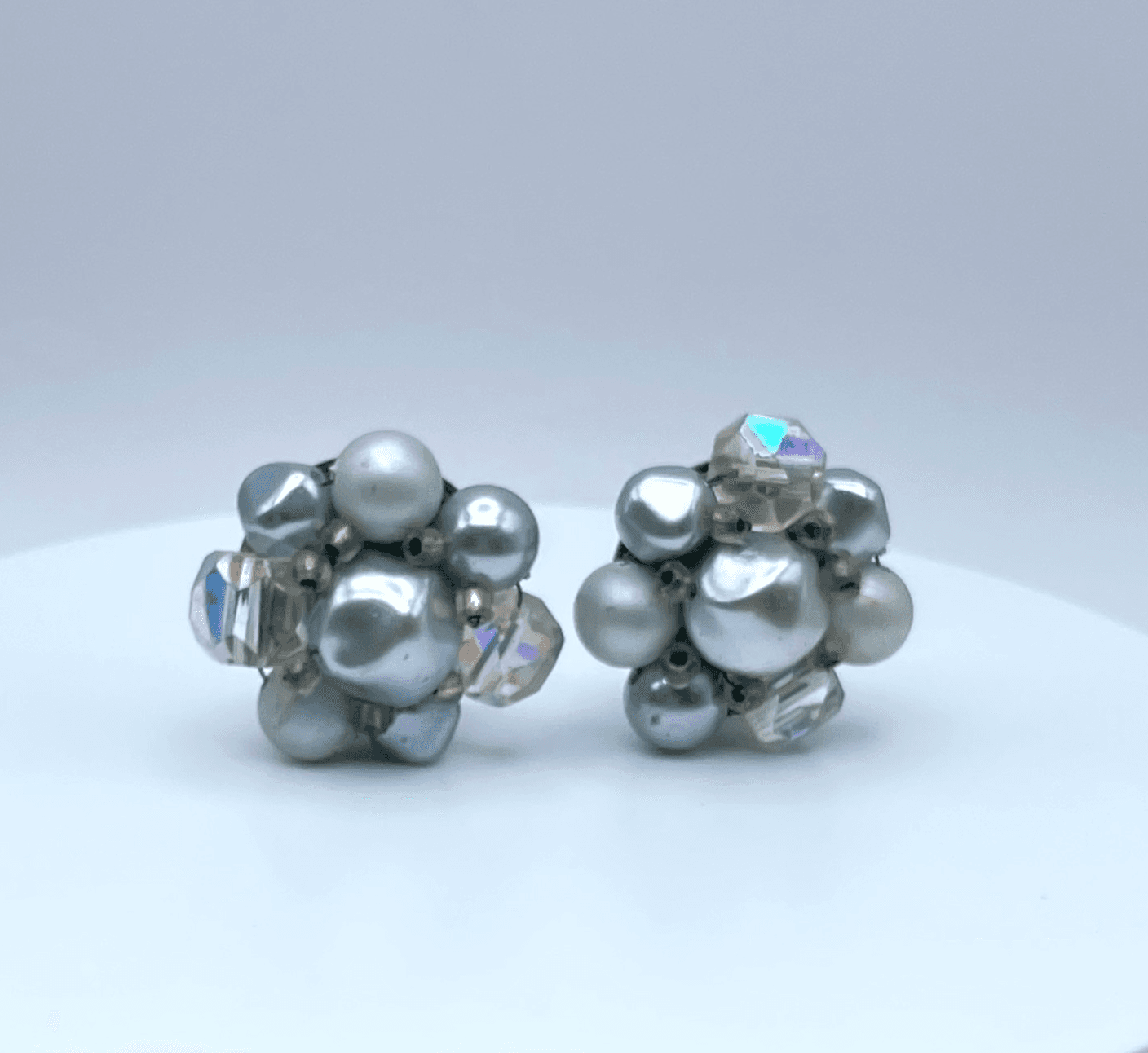 Vintage 90s Japan Faux Pearl Earrings Silver Tone Boho Women's Classic Jewelry - Image 1