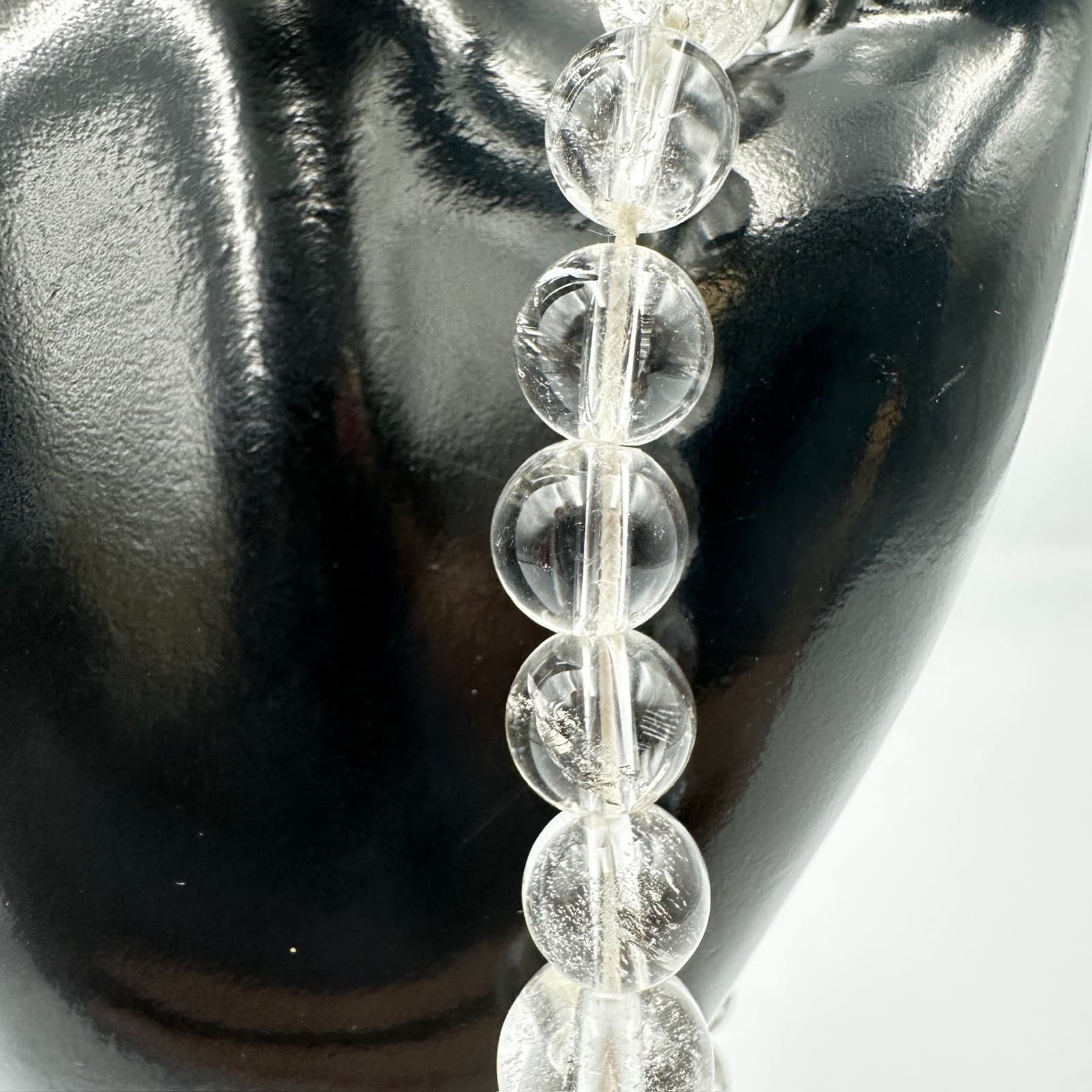 Natural Clear Quartz Crystal 8mm Beaded Stretch Bracelet Gemstone - Thumbnail 3