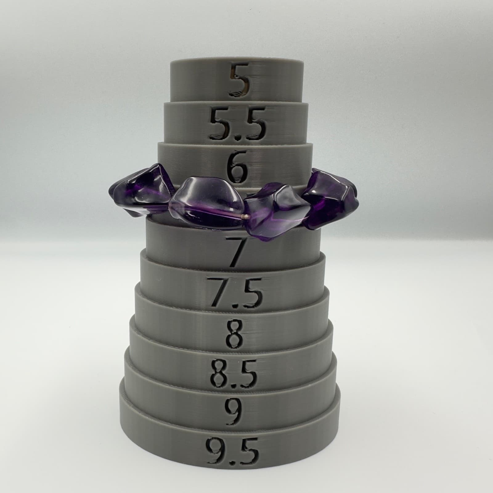 Chunky Purple Acrylic Nugget Bead Bracelet Bold Statement Style - Thumbnail 5