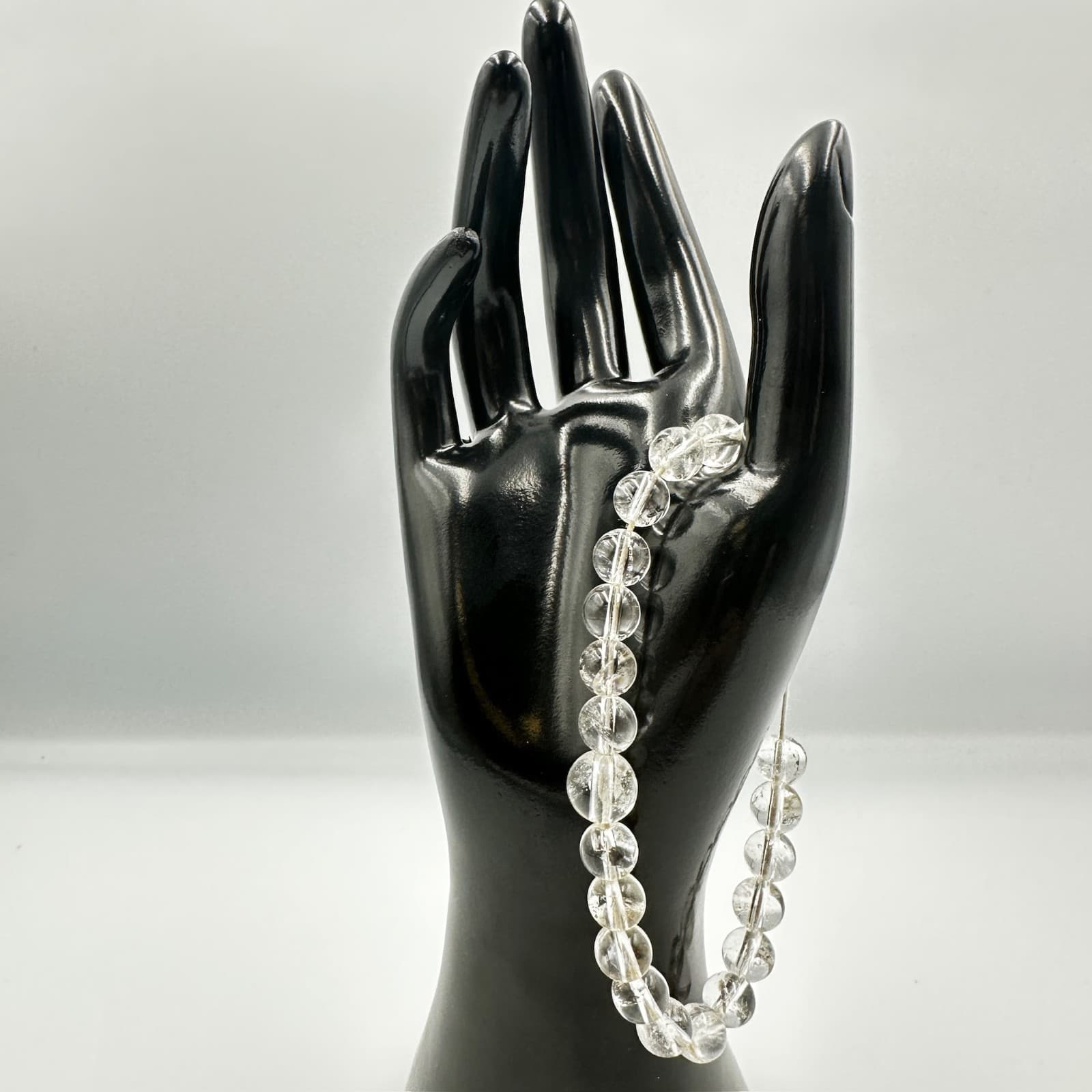 Natural Clear Quartz Crystal 8mm Beaded Stretch Bracelet Gemstone - Image 1