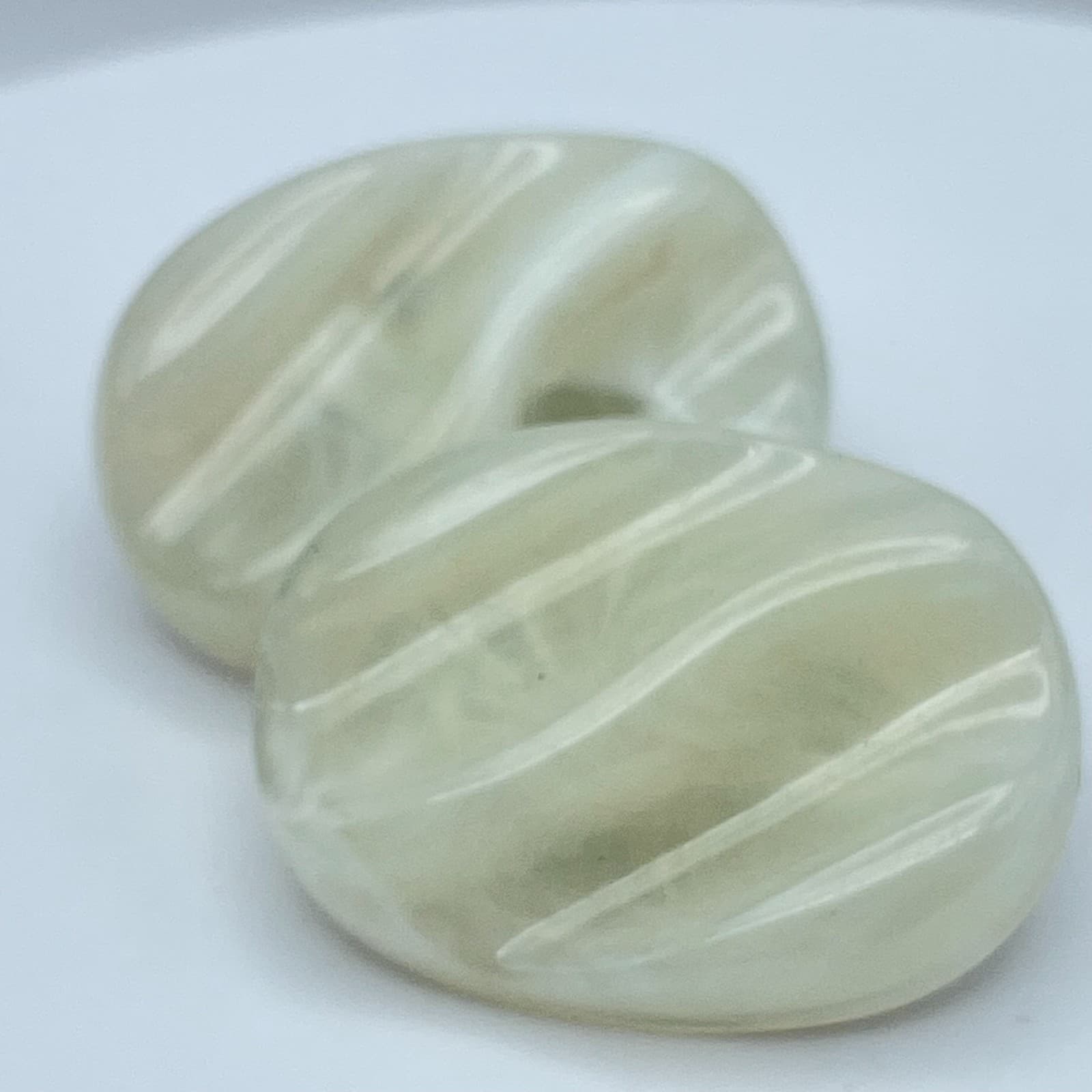 Vintage 90s Cream Oval Earrings Statement Retro Women's Classic Fashion Jewelry - Thumbnail 5