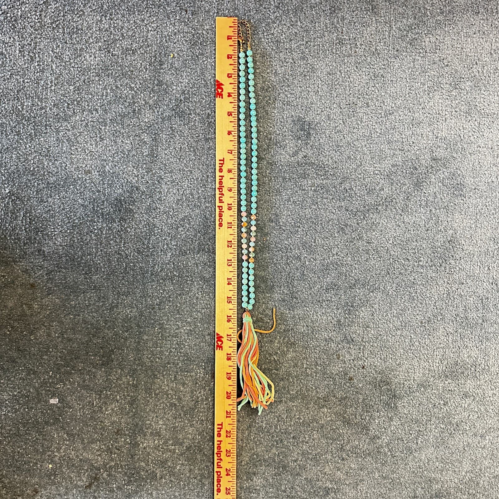 Turquoise Beaded Tassel Necklace Boho Western Festival Style - Thumbnail 7