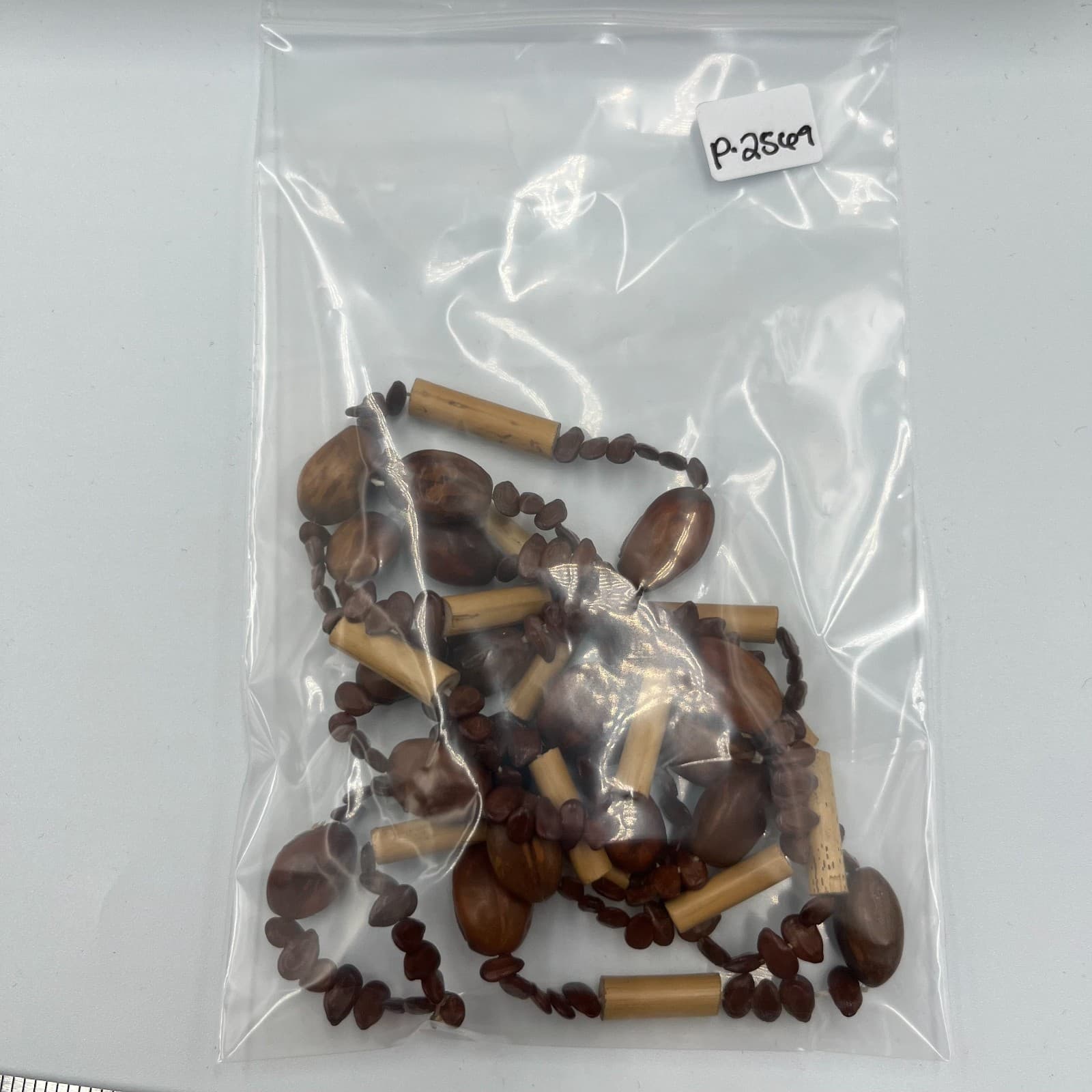 Vtg Job's Tears Natural Seed Beaded Necklace Wood Accents Bohemian Ethnic Tribal - Thumbnail 8