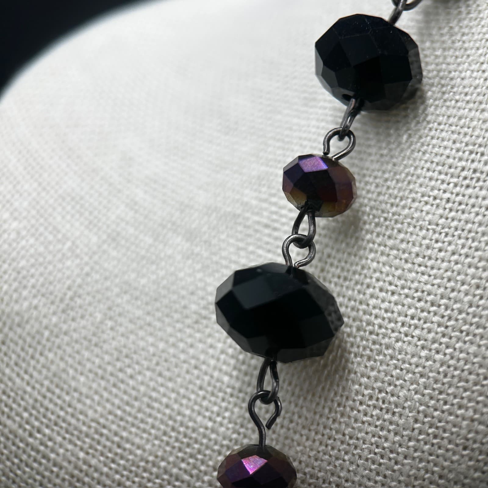 Vintage Black Beaded Chain Necklace Gothic Minimalist 21in - Thumbnail 5