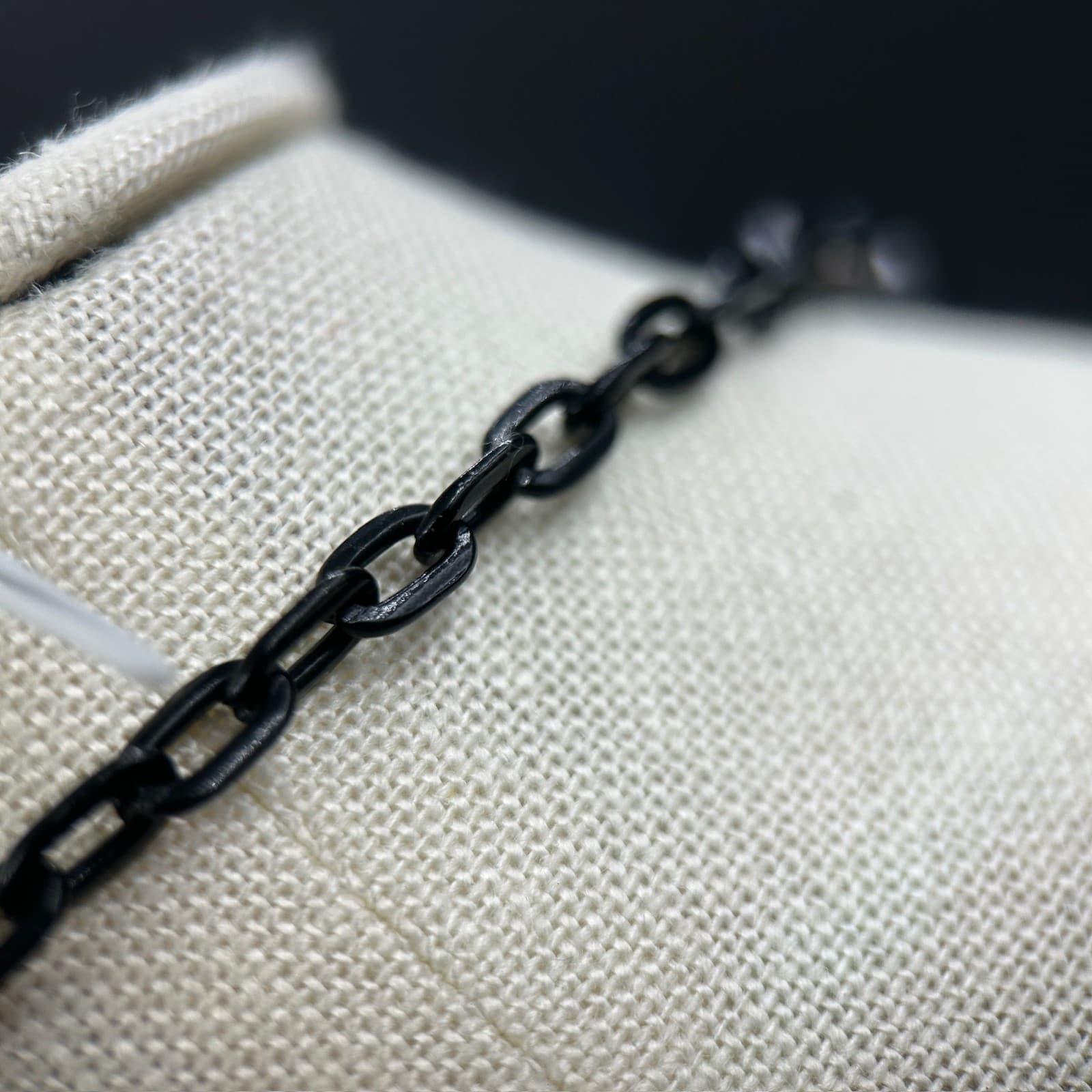 Vintage Black Beaded Chain Necklace Gothic Minimalist 21in - Thumbnail 9