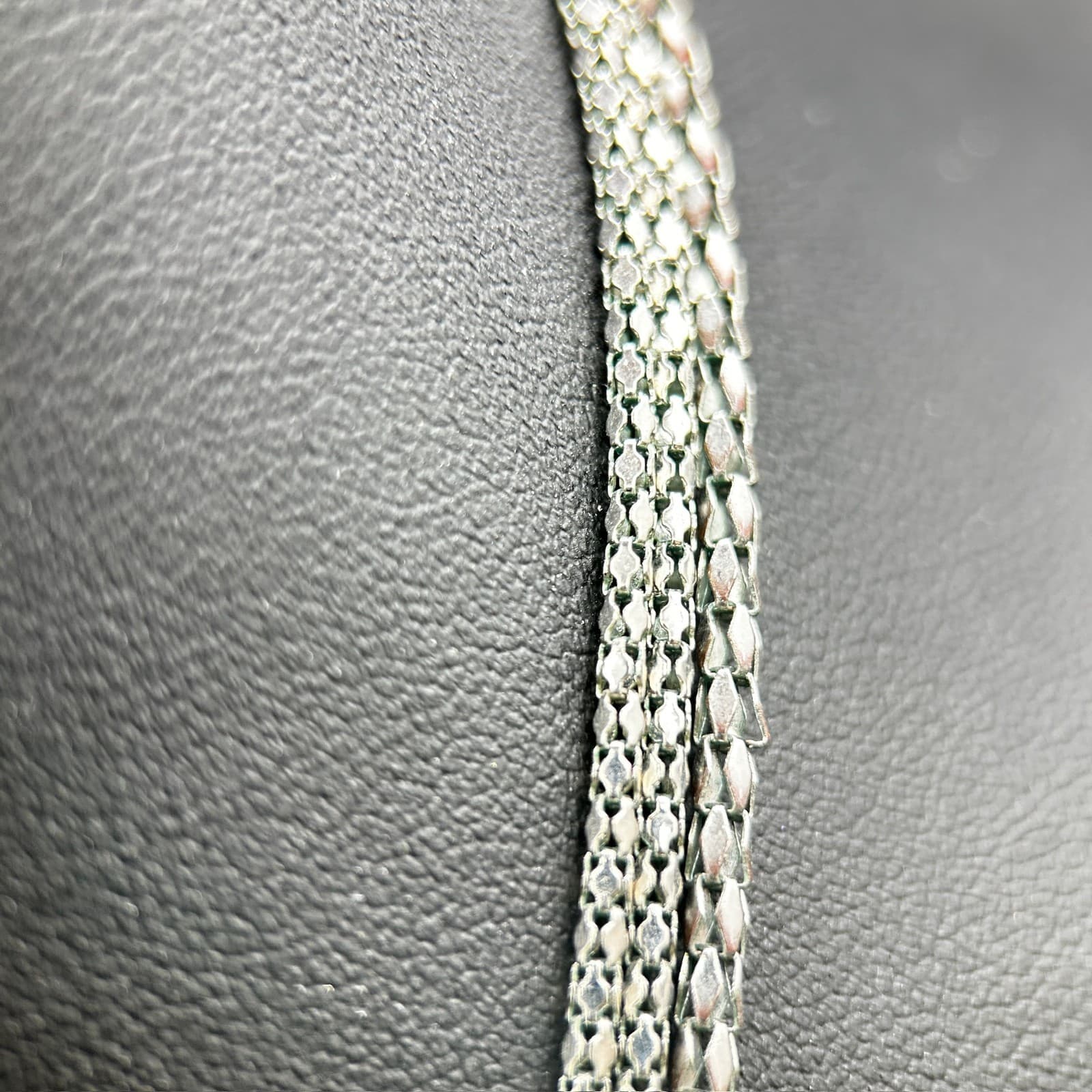 Vintage Silver Heart Pendant Necklace Multi-Strand Rhinestone 19" - Thumbnail 5