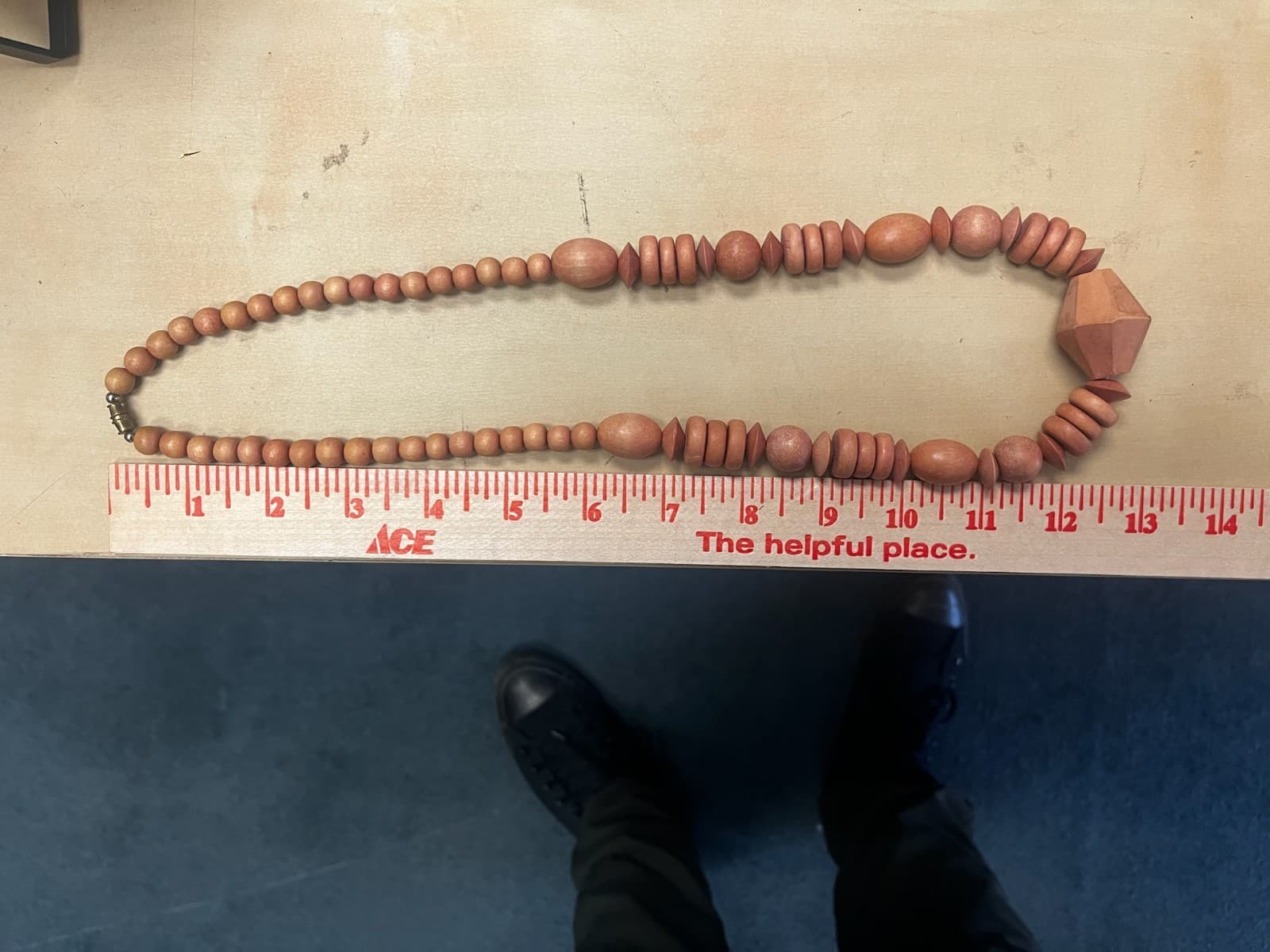 Vintage Wooden Bead Necklace Chunky Statement Natural Wood - Thumbnail 6