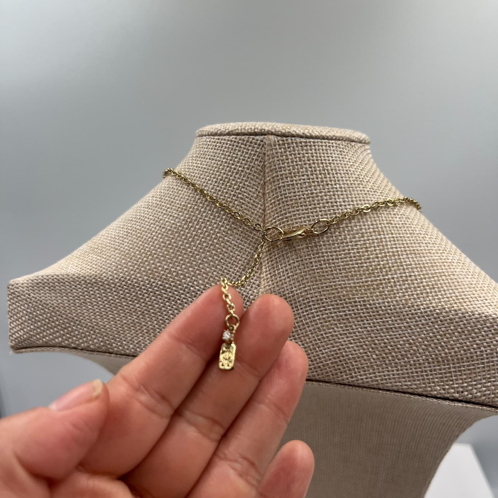 Gold Pave Spike Pendant Necklace Dainty Dagger Triangle Charm Edgy Layering Gift - Thumbnail 5