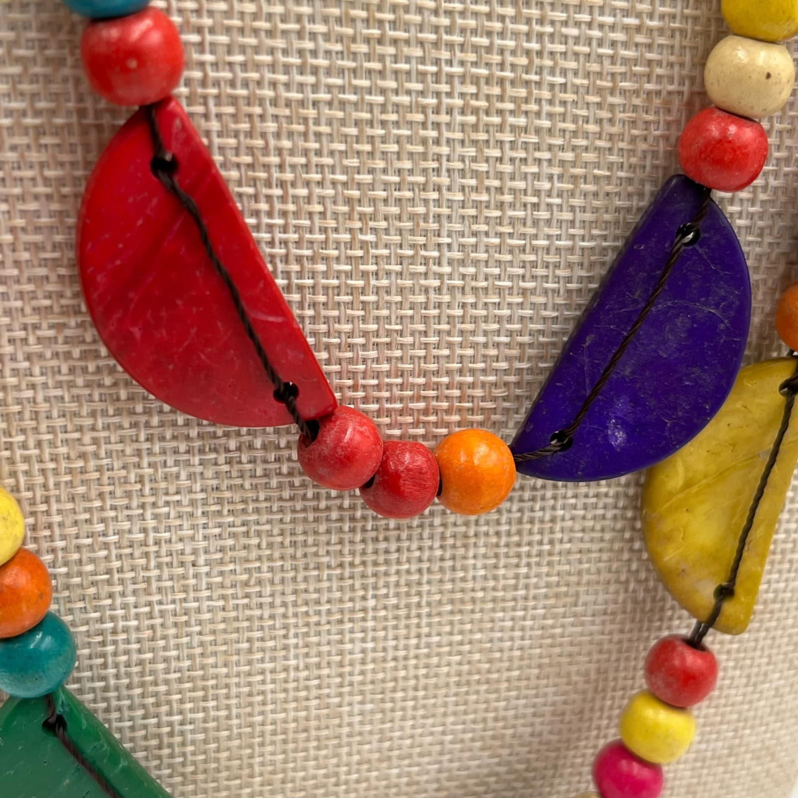 Vintage Tagua Nut Necklace Vegetable Ivory Boho Beaded Statement Artisan Tribal - Thumbnail 6