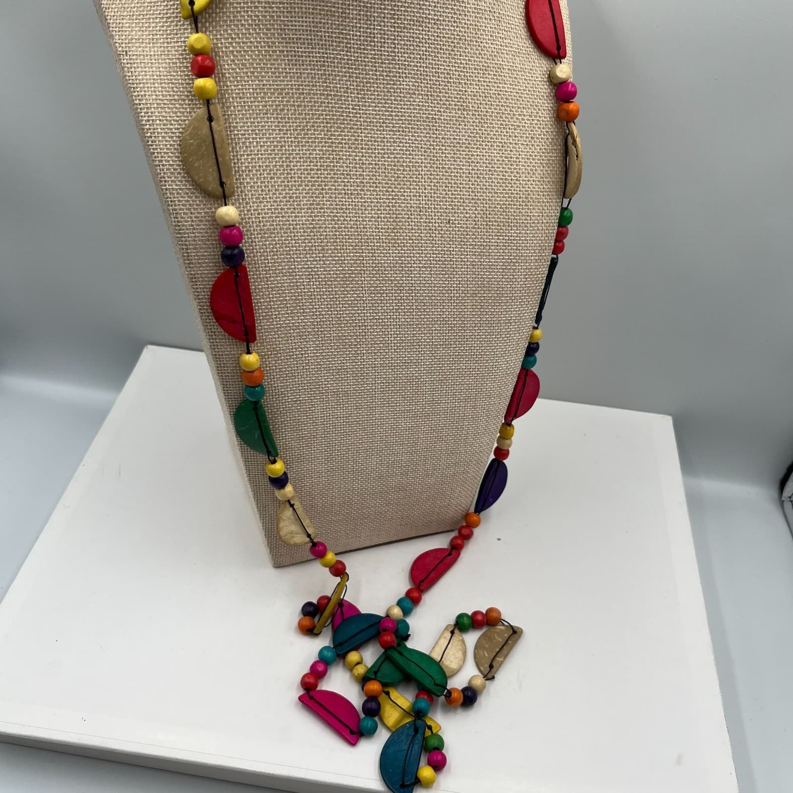 Vintage Tagua Nut Necklace Vegetable Ivory Boho Beaded Statement Artisan Tribal - Thumbnail 7