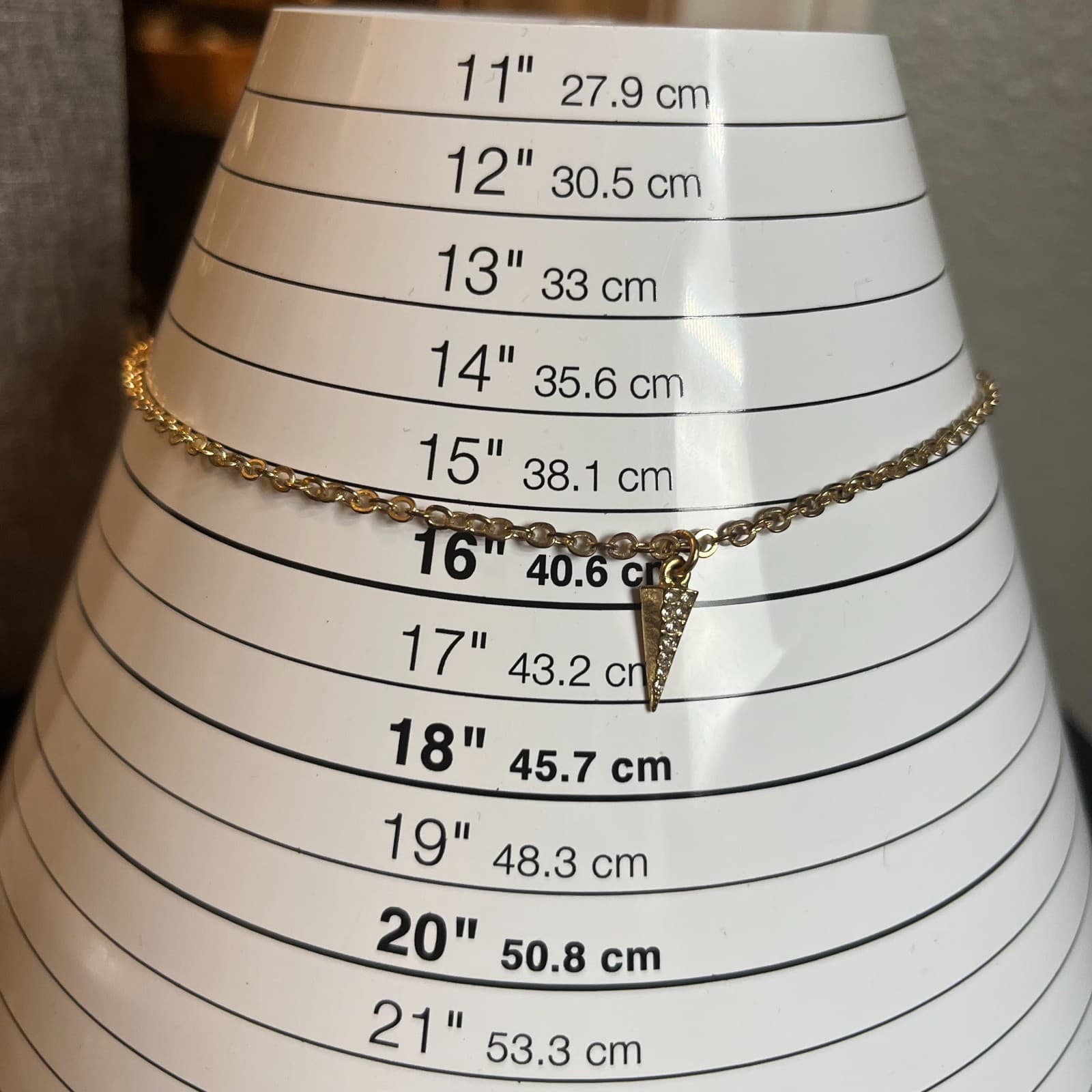 Gold Pave Spike Pendant Necklace Dainty Dagger Triangle Charm Edgy Layering Gift - Thumbnail 6