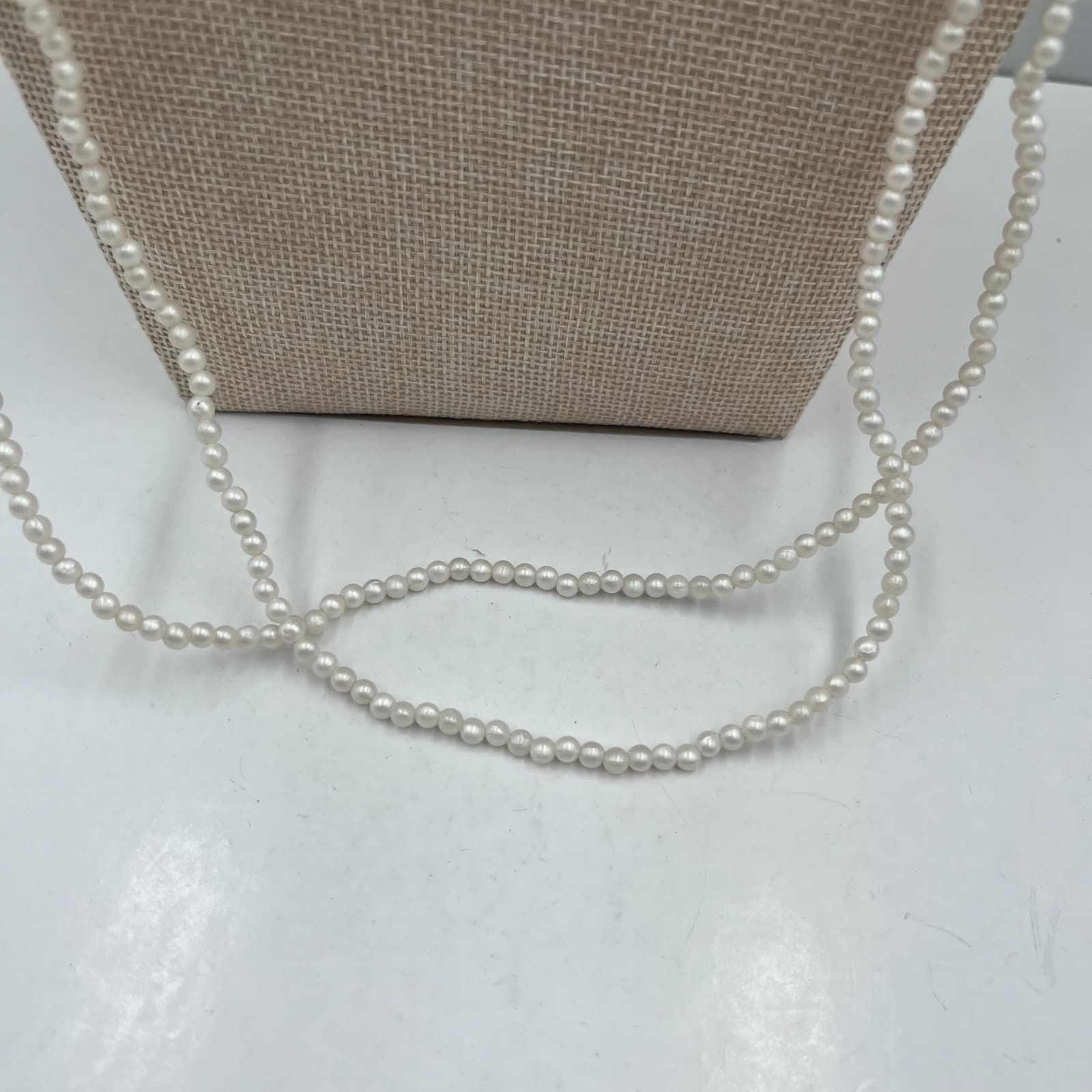 Vintage White Faux Pearl Necklace Long 32” Strand Costume Jewelry Wedding - Thumbnail 3