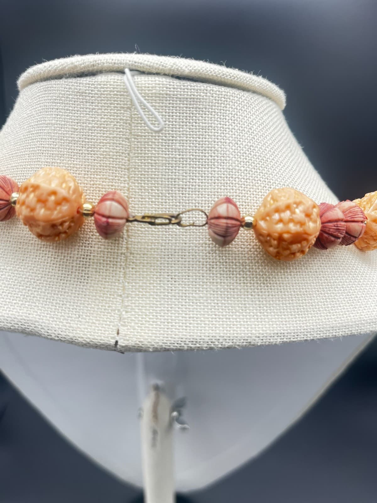 Vintage Chunky Peach & Maroon Beaded Statement Necklace Y2K Boho - Thumbnail 3