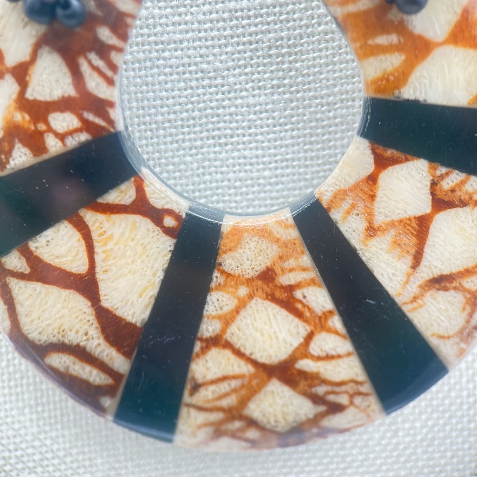 Vintage Handmade Tribal Statement Necklace Chunky Wood Black Bead Ethnic Boho - Thumbnail 6