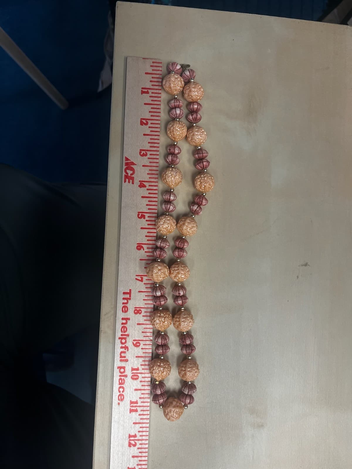 Vintage Chunky Peach & Maroon Beaded Statement Necklace Y2K Boho - Thumbnail 8