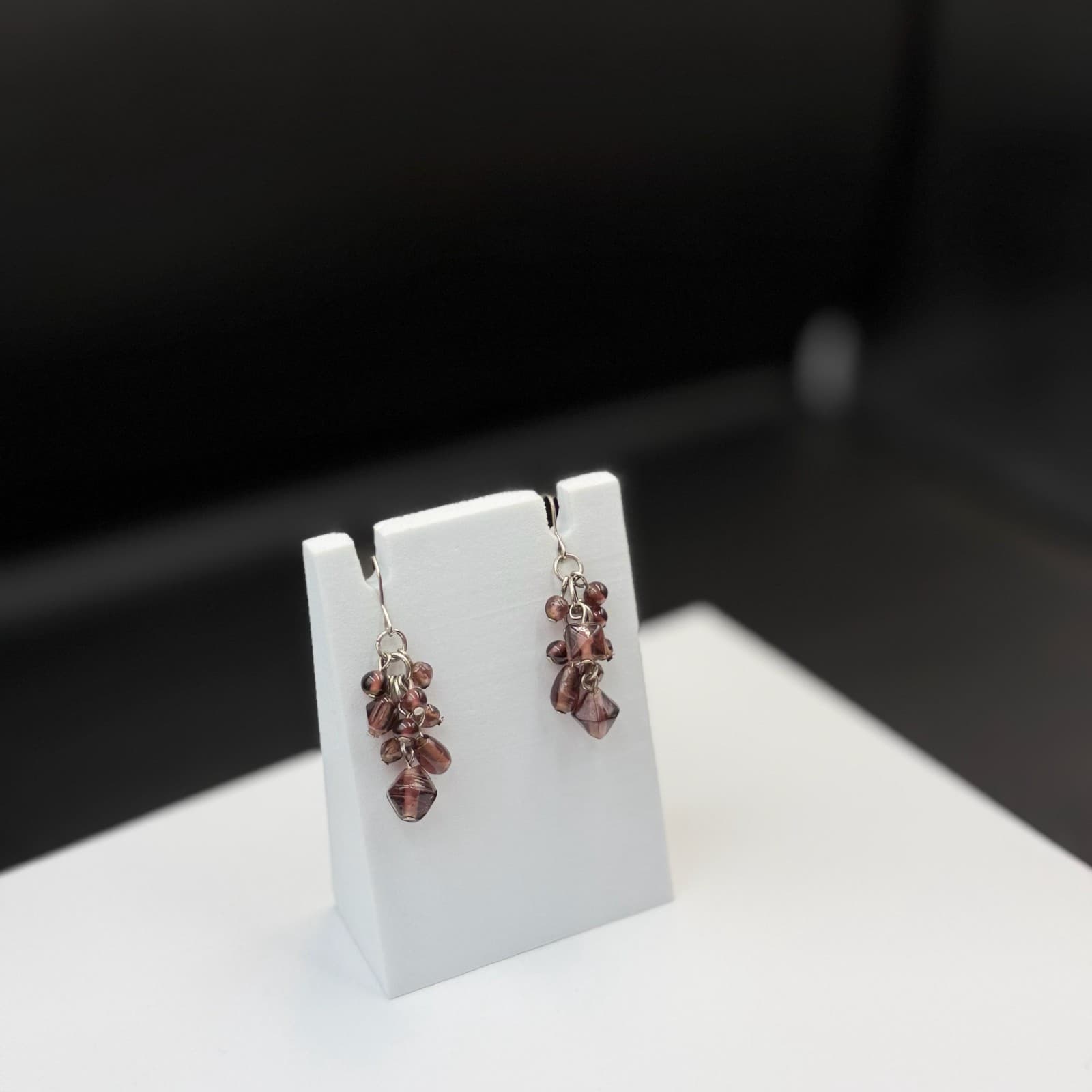 Vintage Purple Glass Amethyst Crystal Dangle Fashion Wedding Earrings For Womens - Thumbnail 6