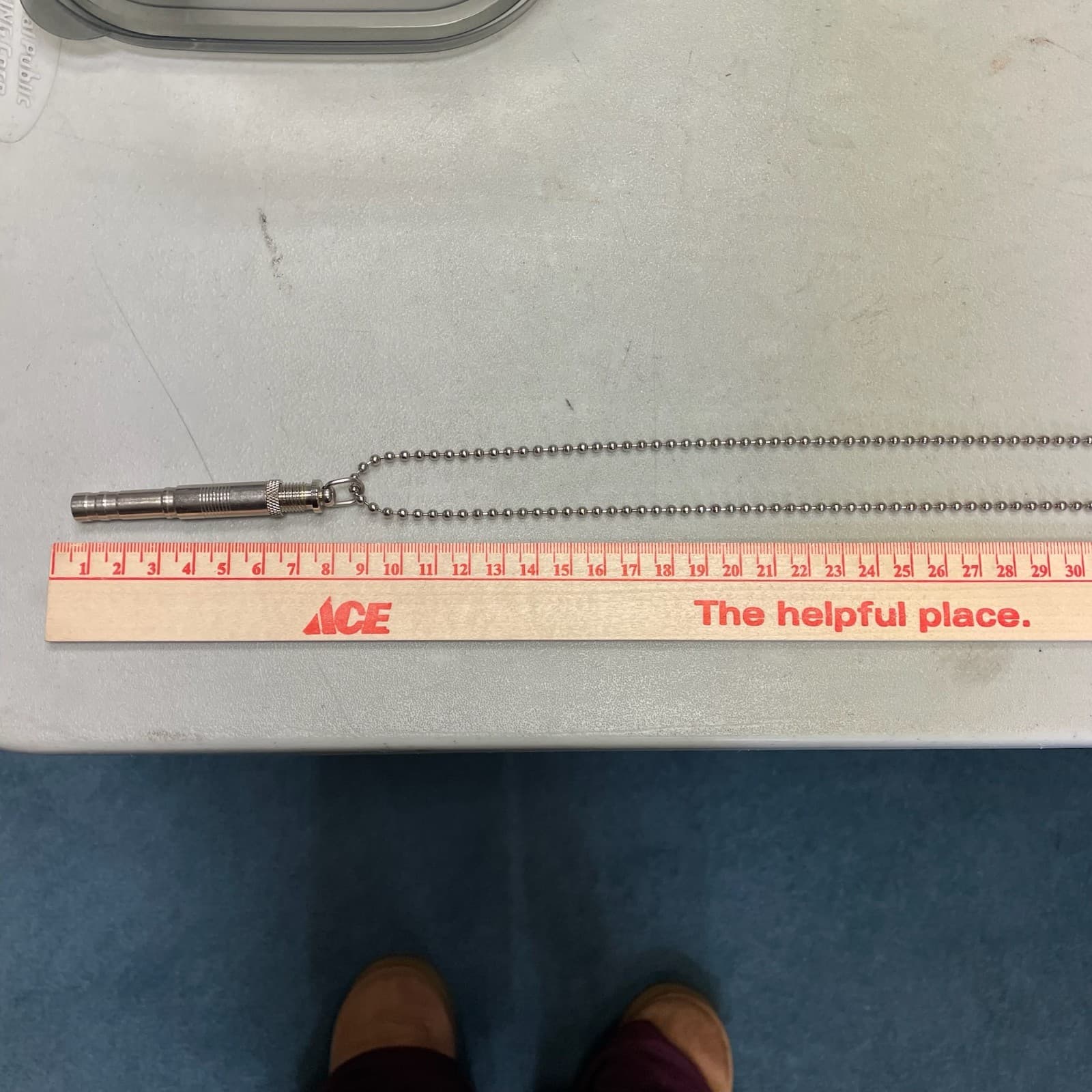 Contemporary Silver-Tone Fashion Ball Chain Metal Whistle Pendant Necklace - Thumbnail 2