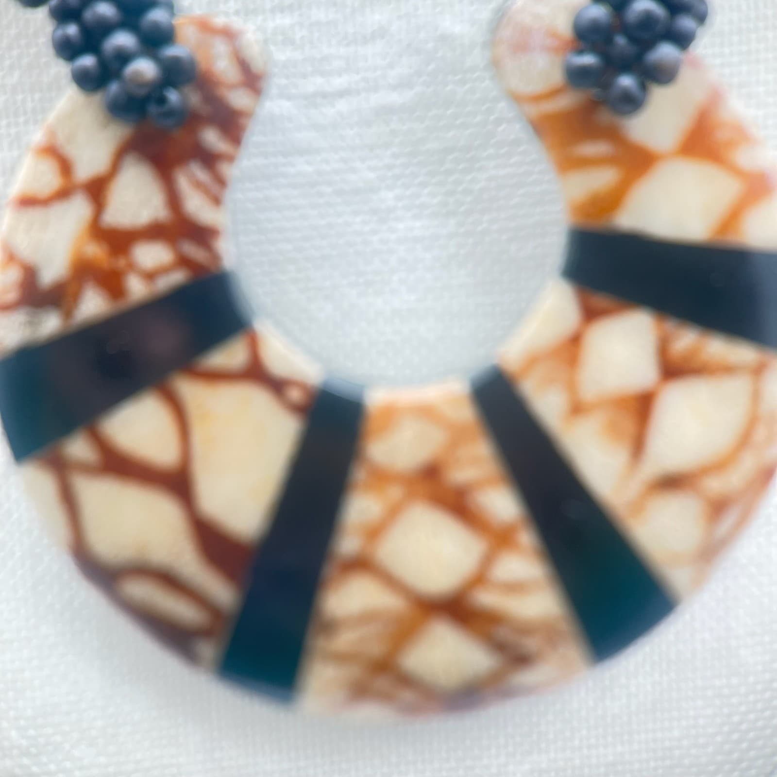 Vintage Handmade Tribal Statement Necklace Chunky Wood Black Bead Ethnic Boho - Thumbnail 5