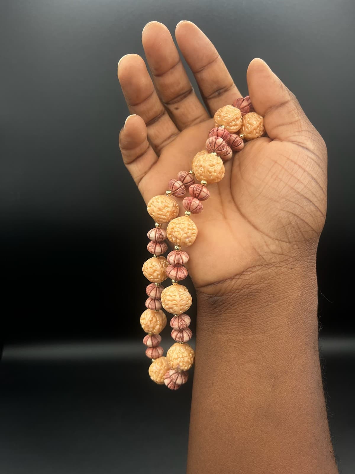 Vintage Chunky Peach & Maroon Beaded Statement Necklace Y2K Boho - Thumbnail 7