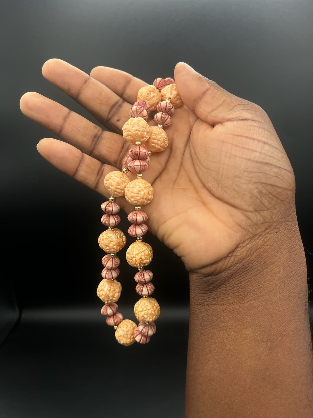 Vintage Chunky Peach & Maroon Beaded Statement Necklace Y2K Boho - Thumbnail 6