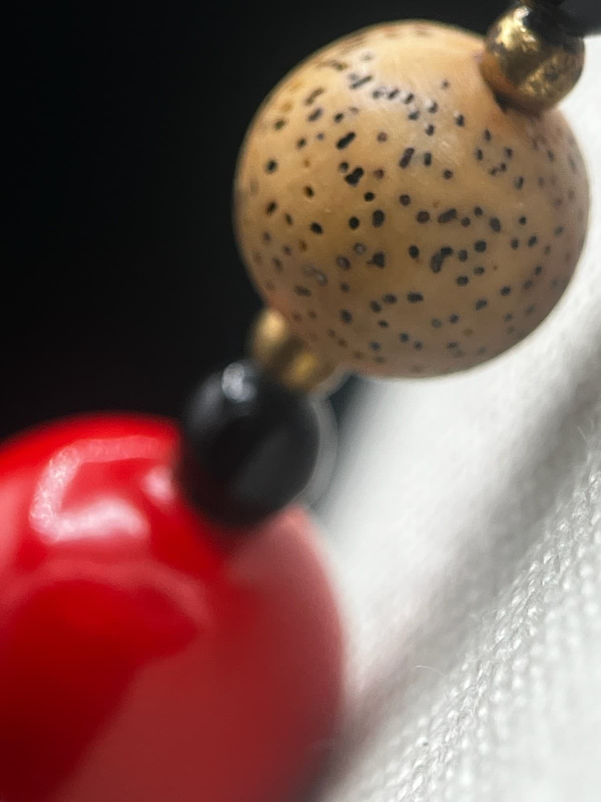 Vintage Long Red Tan Black Beaded Fashion Necklace Boho Statement Jewelry - Thumbnail 8