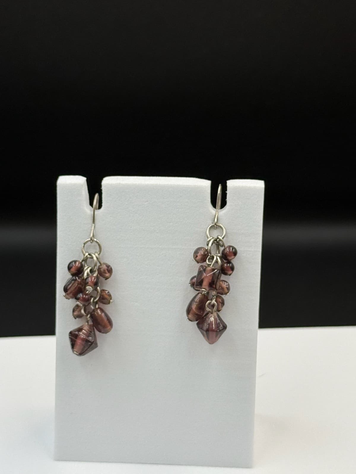 Vintage Purple Glass Amethyst Crystal Dangle Fashion Wedding Earrings For Womens - Thumbnail 8