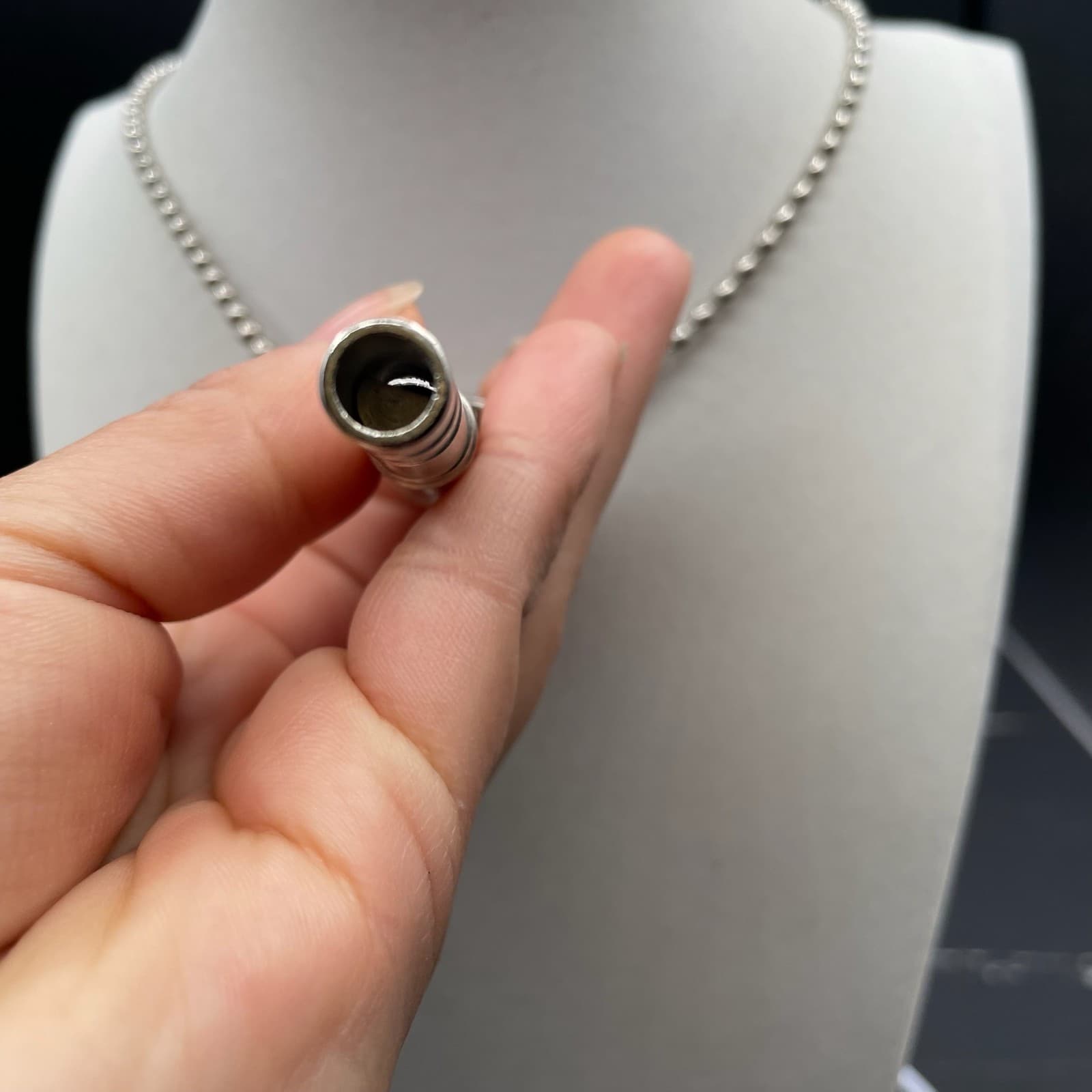 Contemporary Silver-Tone Fashion Ball Chain Metal Whistle Pendant Necklace - Thumbnail 6