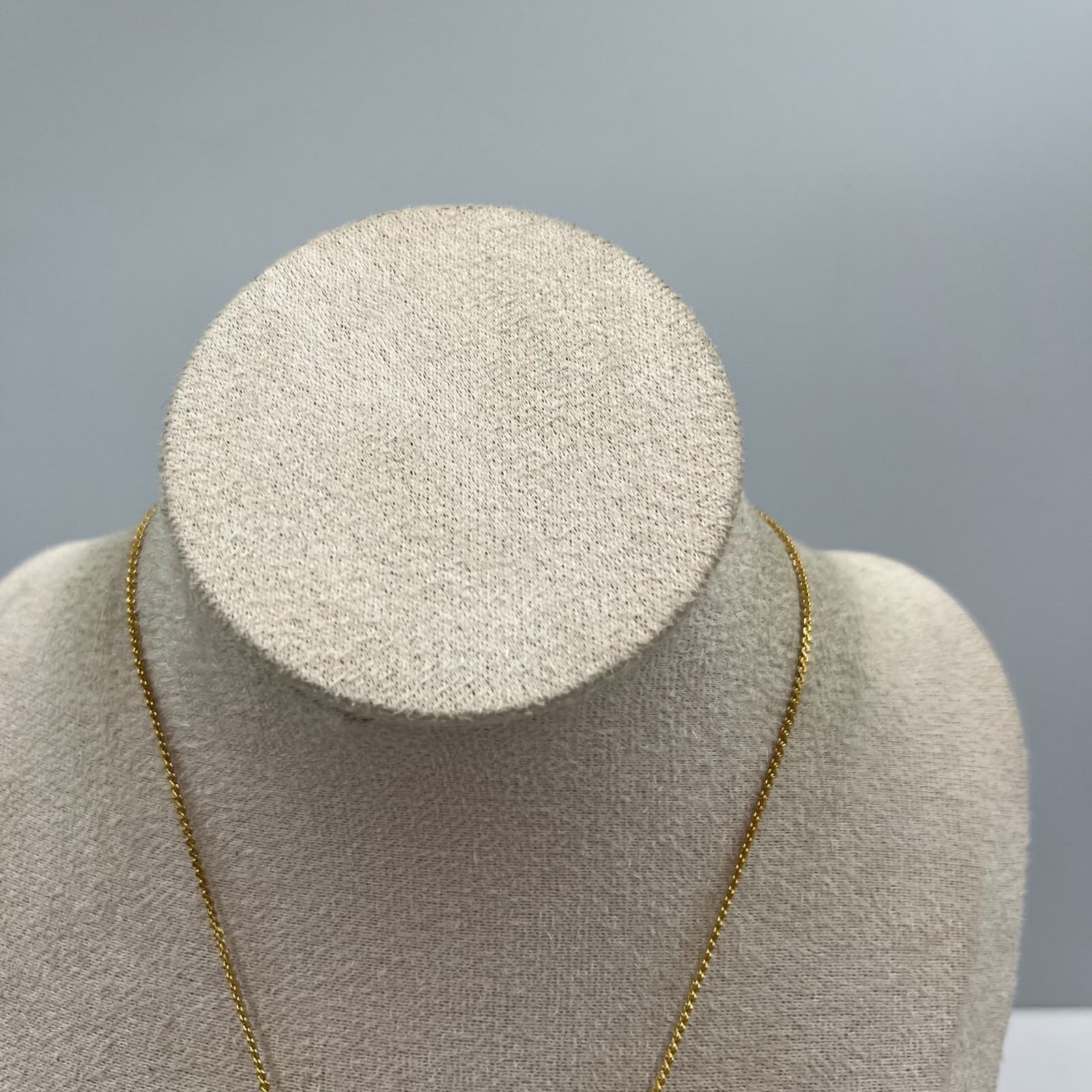 Vintage Gold Bar Pendant Blue Stone Necklace Retro 18 Inch Layering Chain Gift - Thumbnail 2