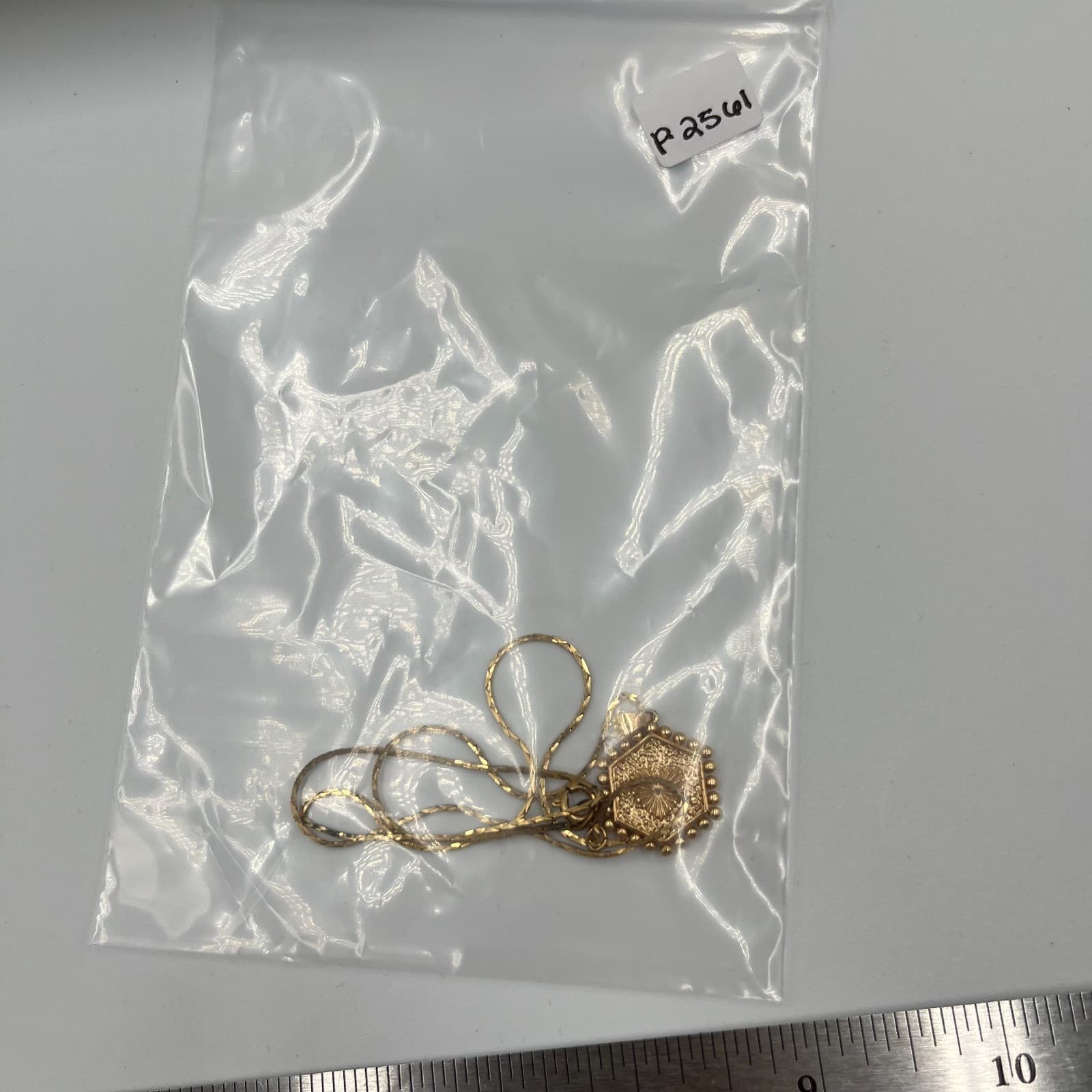 Vtg Gold Hexagon Initial J Necklace Sunburst Starburst Pendant Art Deco Style - Thumbnail 8