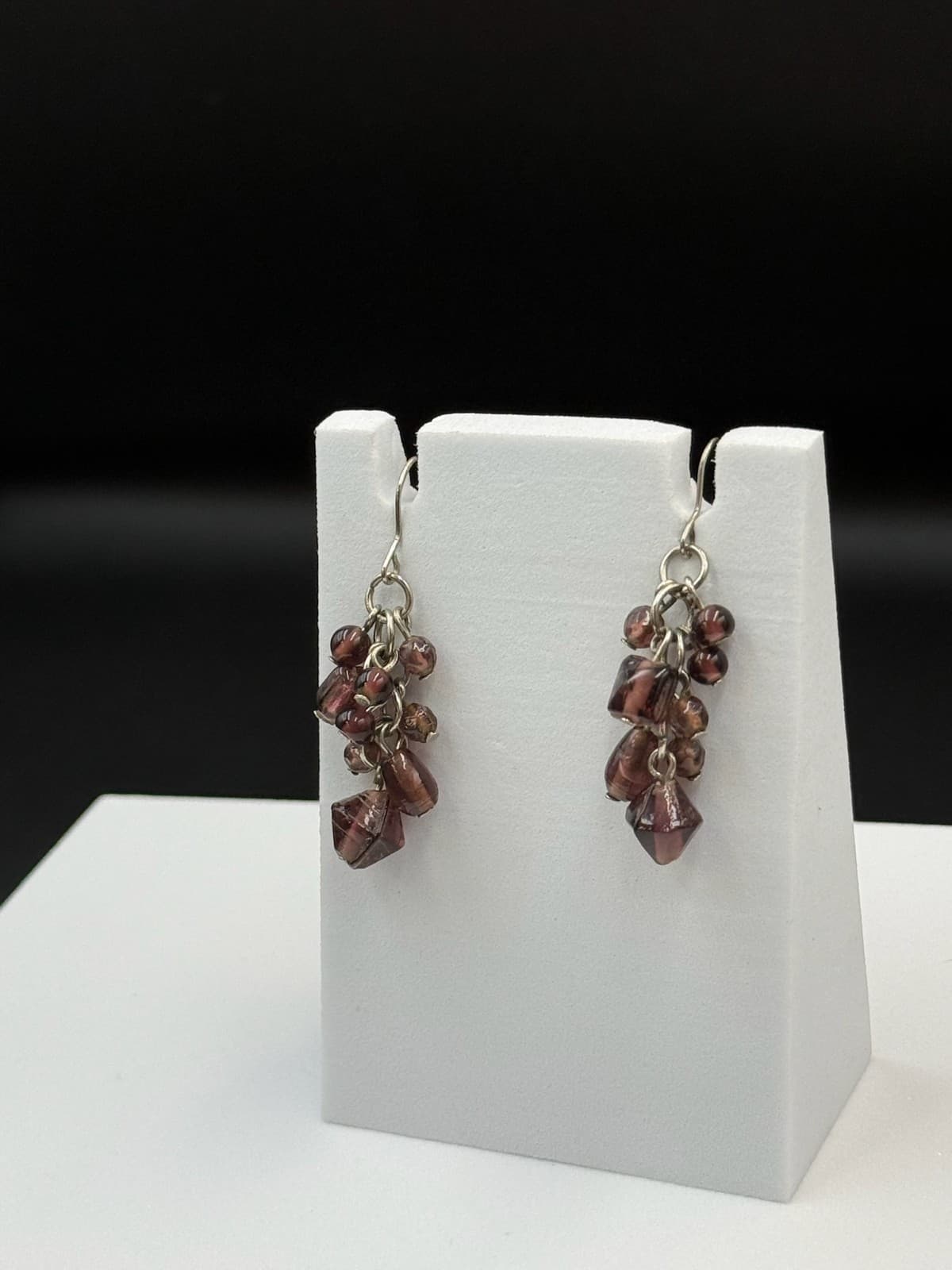 Vintage Purple Glass Amethyst Crystal Dangle Fashion Wedding Earrings For Womens - Thumbnail 9