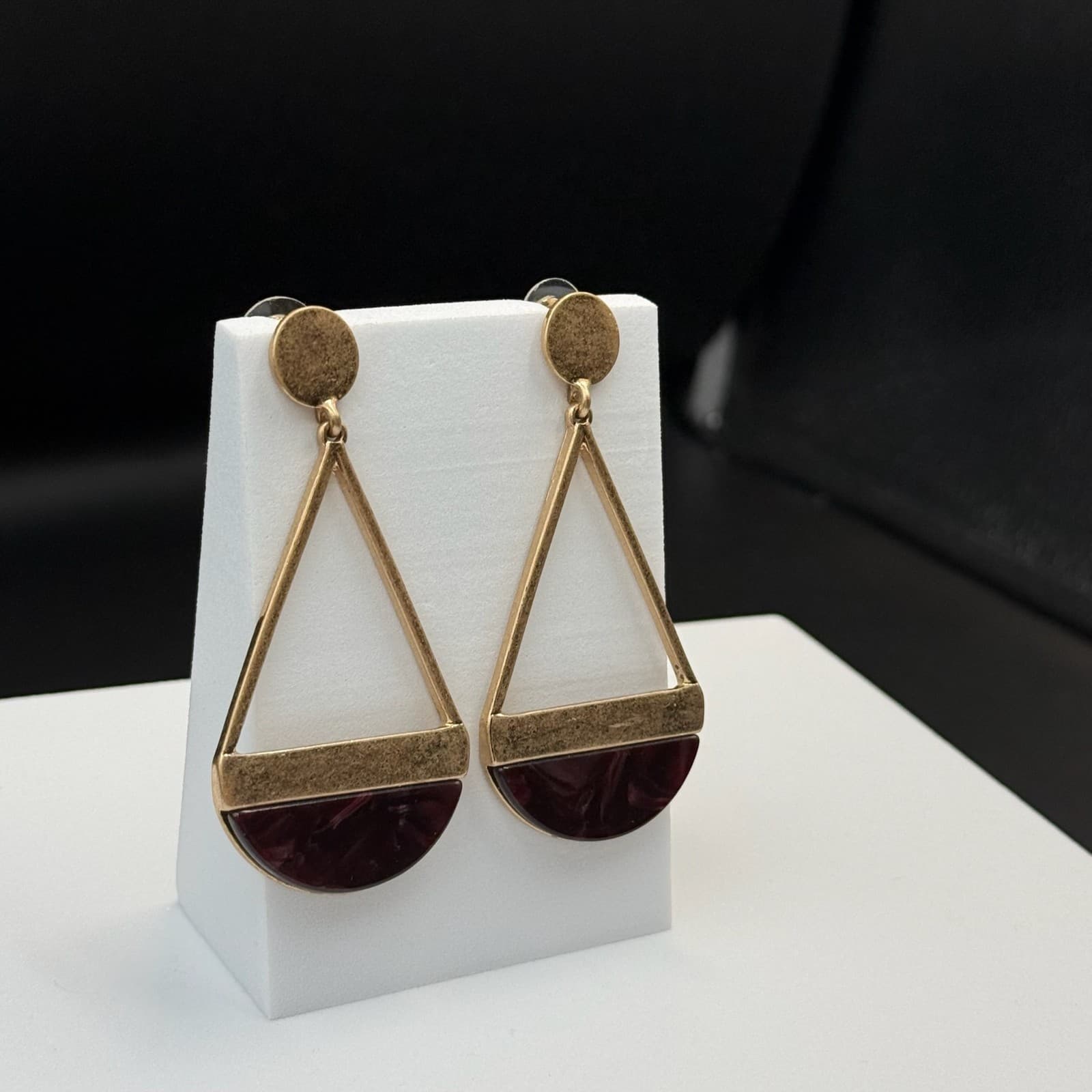 Vintage Womens Gold Pleated Purple Bhumi Ohrringe Dangle Fashion Wedding Earring - Thumbnail 7