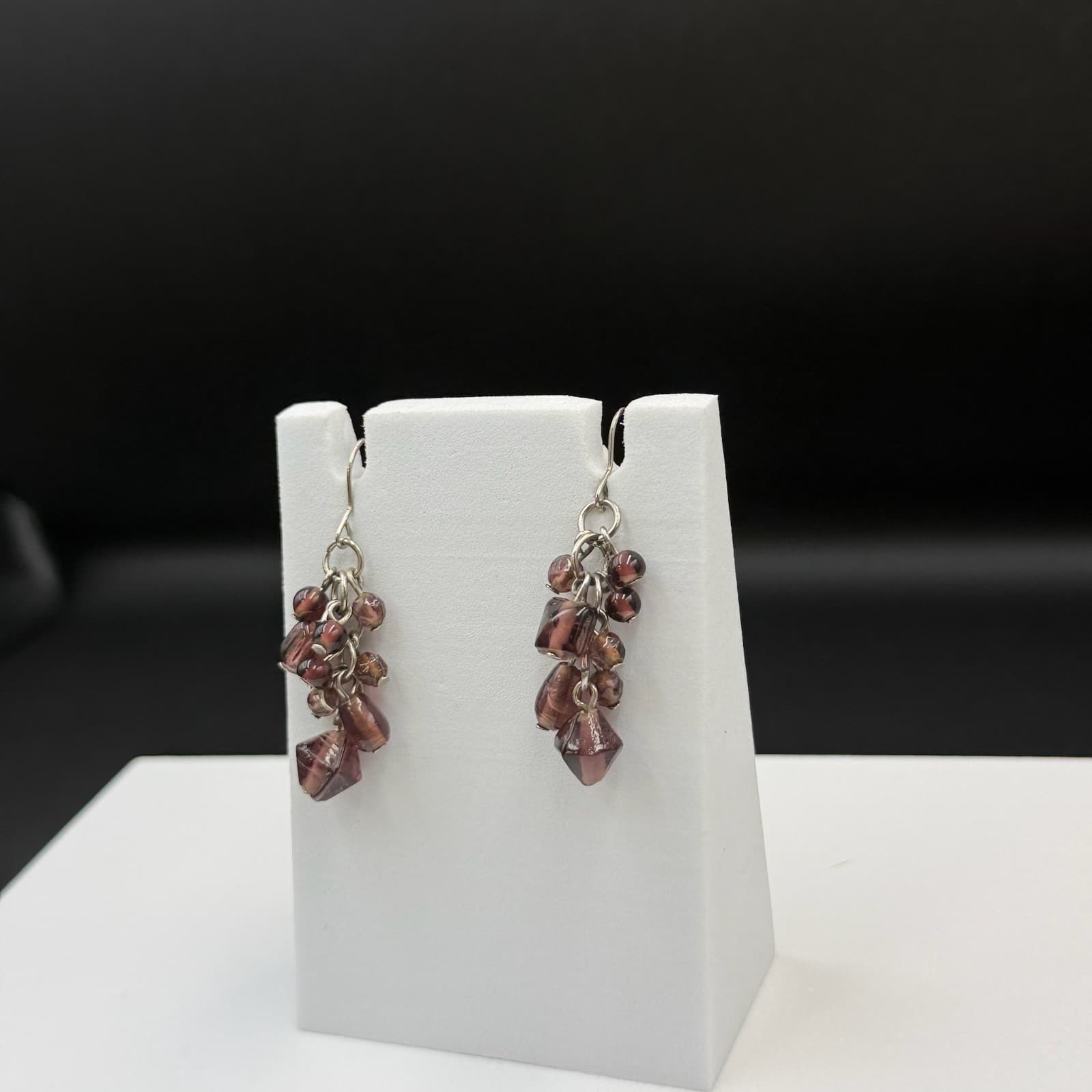 Vintage Purple Glass Amethyst Crystal Dangle Fashion Wedding Earrings For Womens - Thumbnail 4