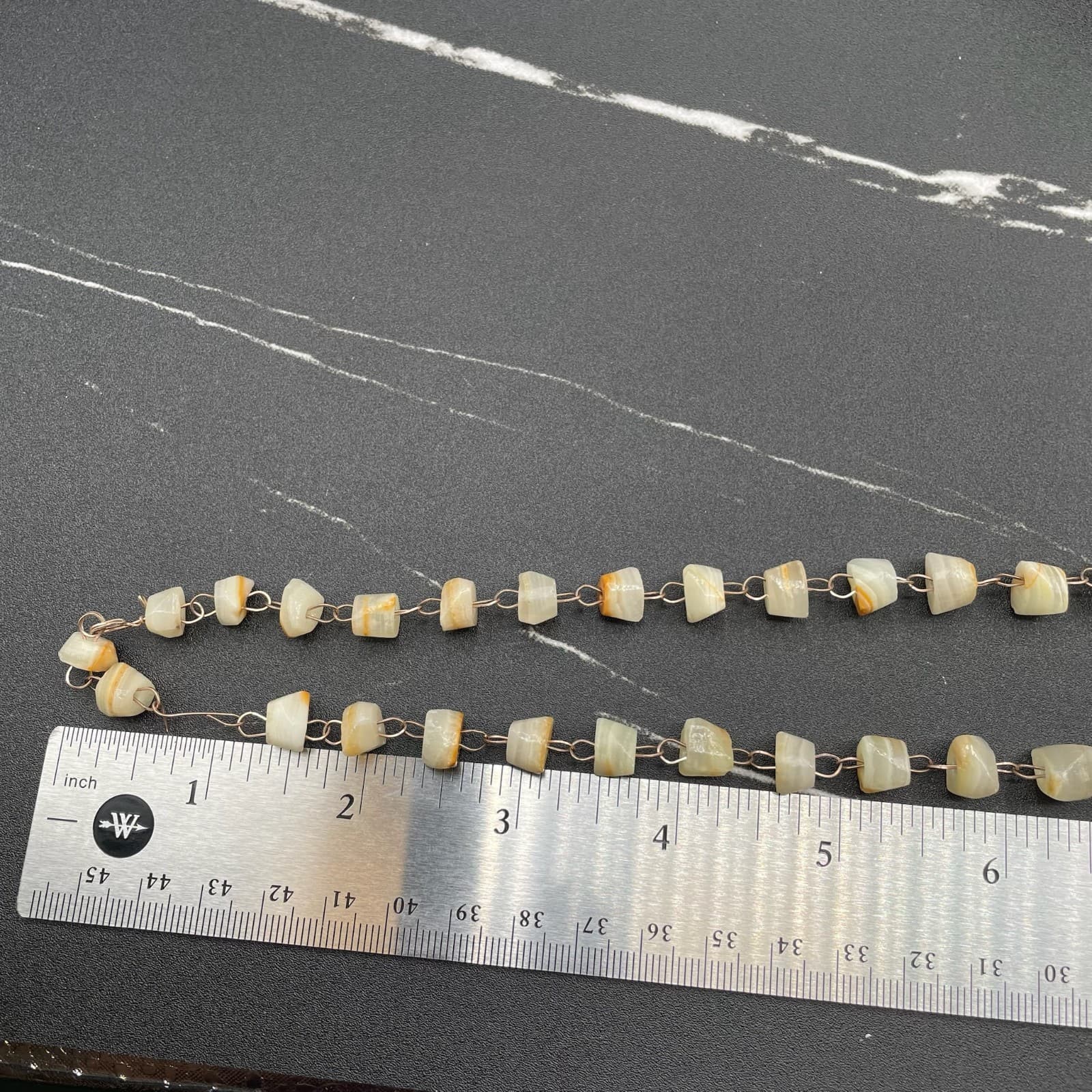 Vintage Cream Mexican Hand-Carve Banded Agate Calcite Arrowhead Pendant Necklace - Thumbnail 8