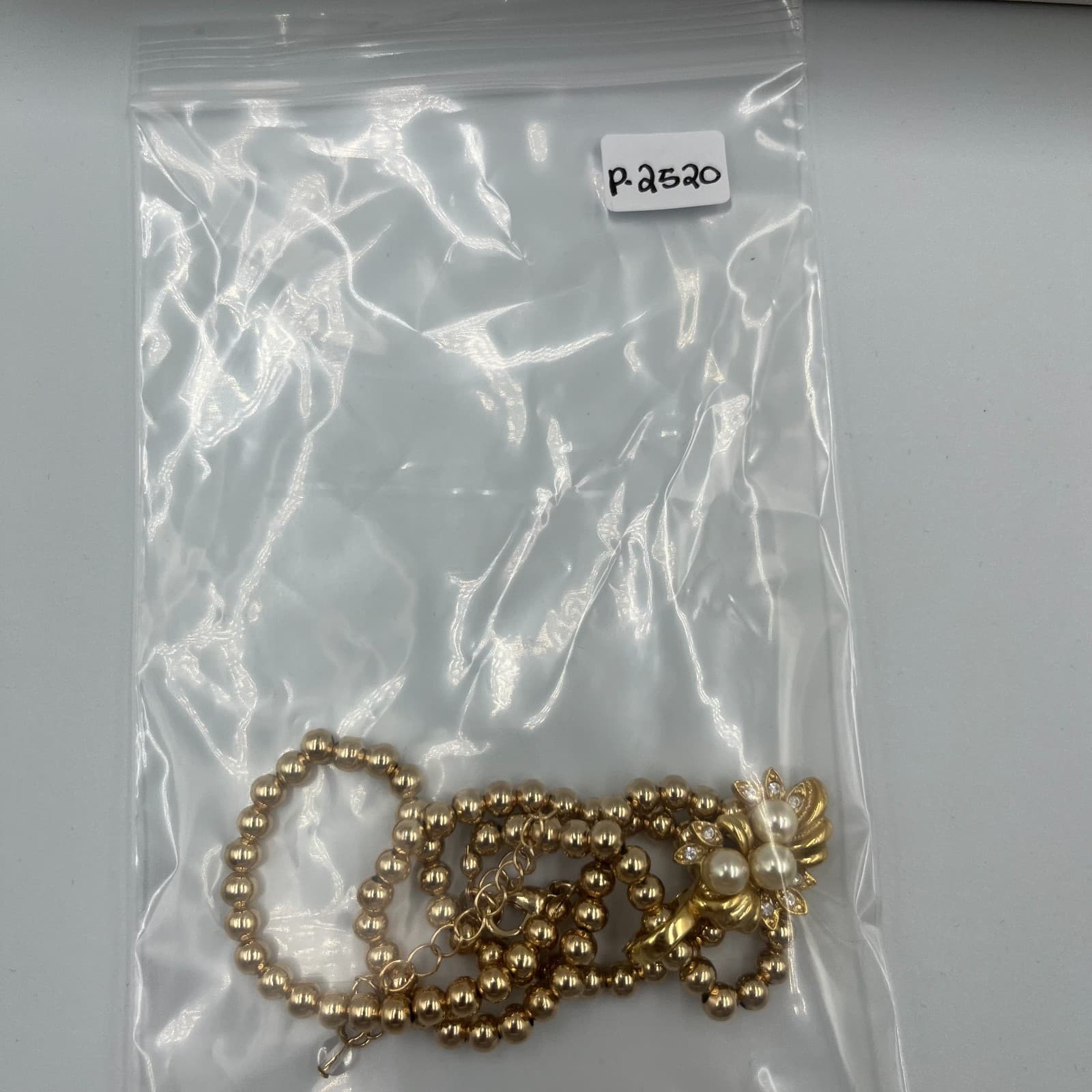 Vtg Gold Bead Flower Necklace With Pearl Accent Floral Pendant Estate Jewelry - Thumbnail 8