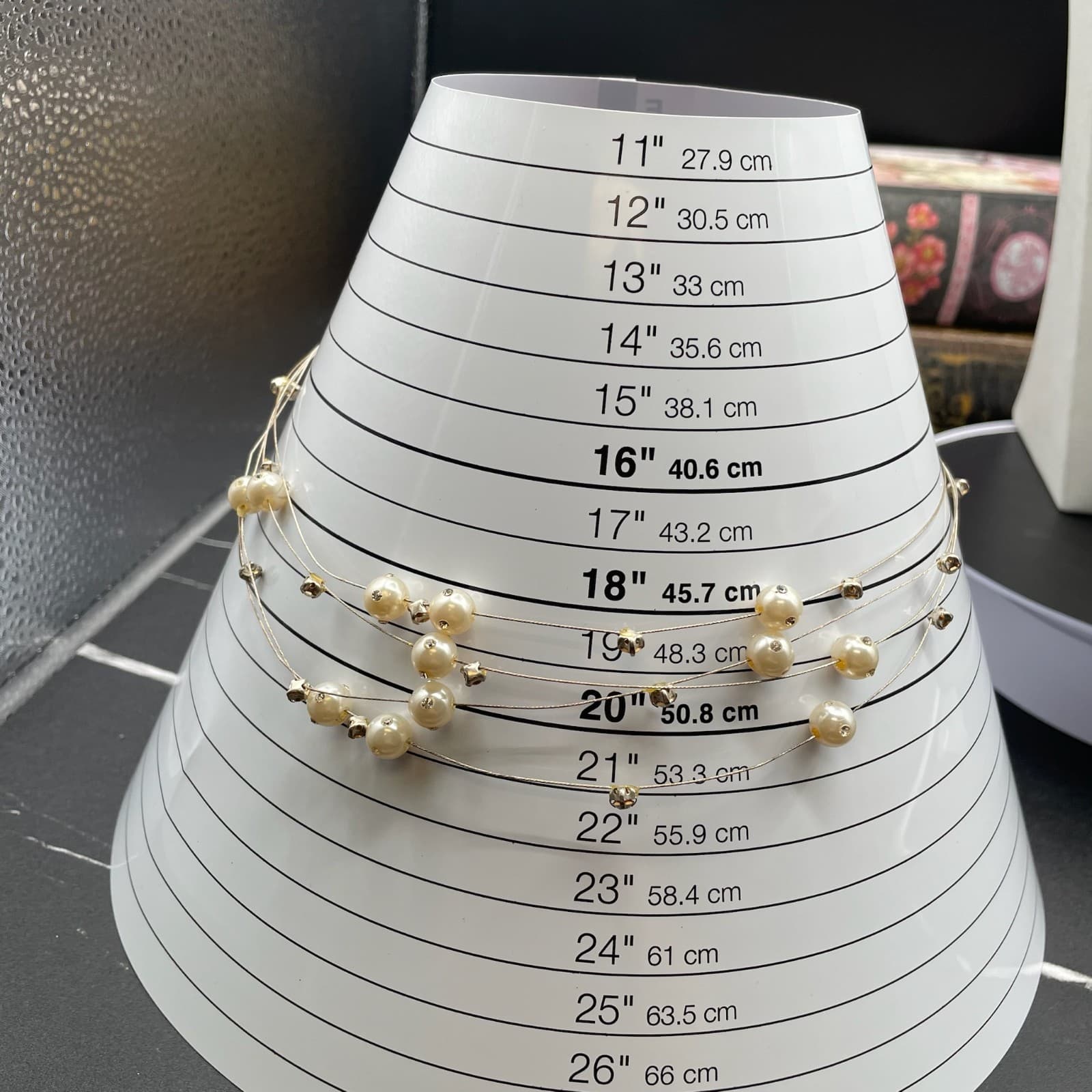 Silver-Tone Mother-Of-Pearl Thin Wire Multi-Stranded Floating Station Necklace - Thumbnail 9