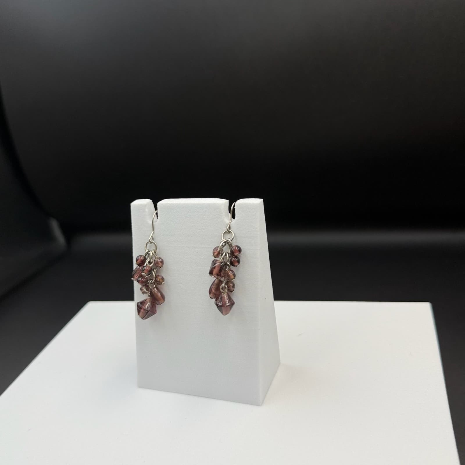 Vintage Purple Glass Amethyst Crystal Dangle Fashion Wedding Earrings For Womens - Thumbnail 3