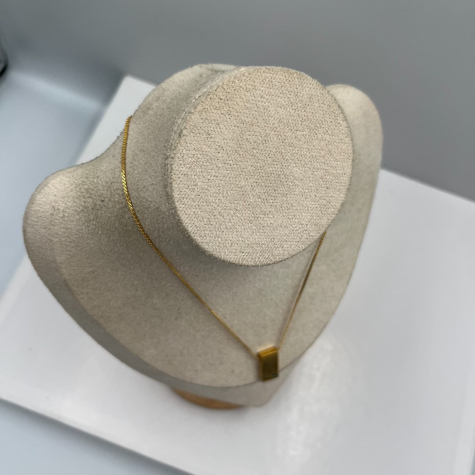 Vintage Gold Bar Pendant Blue Stone Necklace Retro 18 Inch Layering Chain Gift - Thumbnail 5