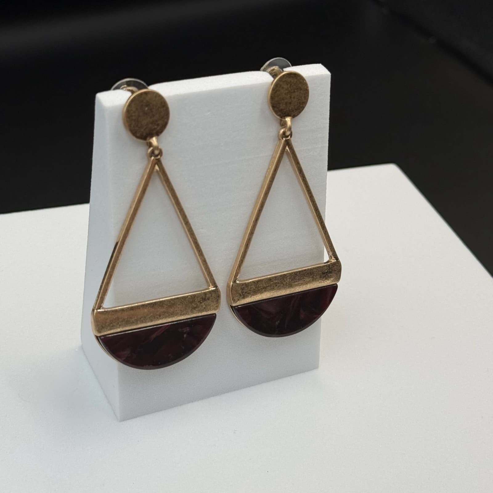 Vintage Womens Gold Pleated Purple Bhumi Ohrringe Dangle Fashion Wedding Earring - Thumbnail 8