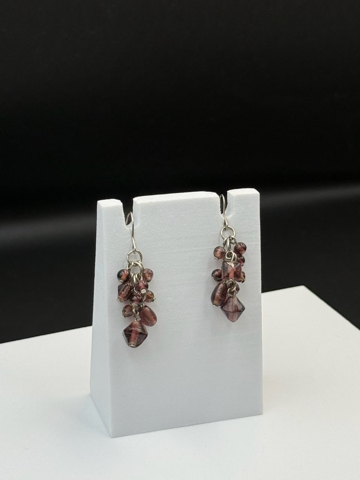 Vintage Purple Glass Amethyst Crystal Dangle Fashion Wedding Earrings For Womens - Thumbnail 7