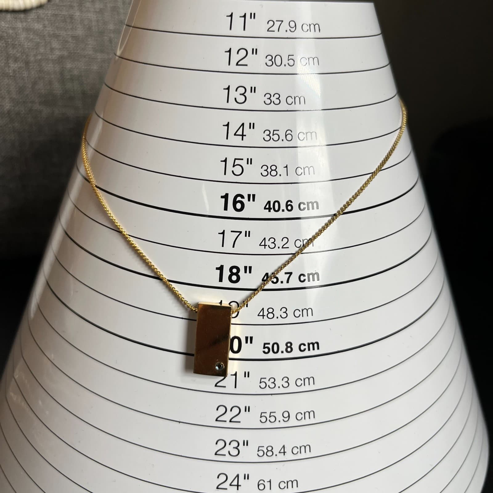 Vintage Gold Bar Pendant Blue Stone Necklace Retro 18 Inch Layering Chain Gift - Thumbnail 9