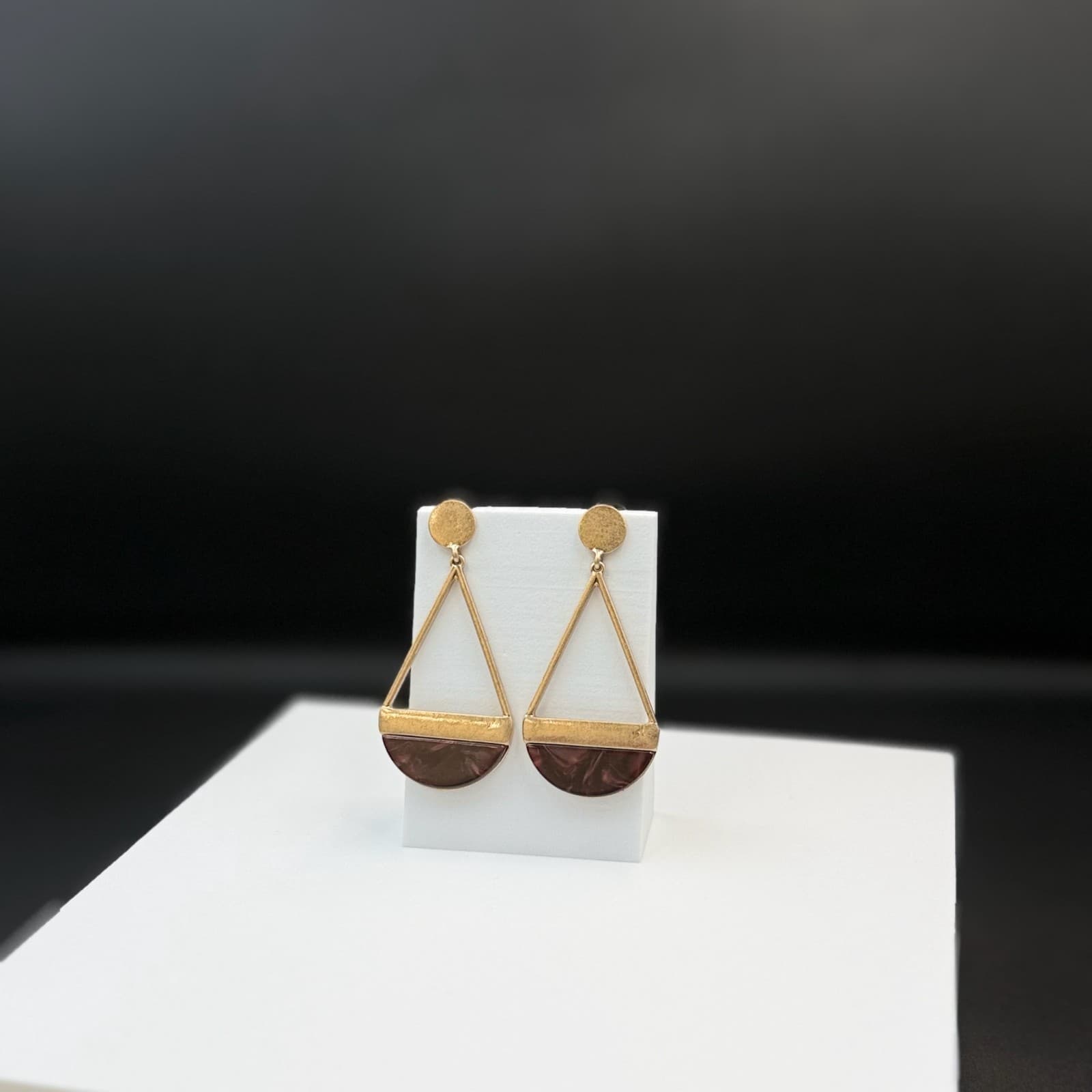 Vintage Womens Gold Pleated Purple Bhumi Ohrringe Dangle Fashion Wedding Earring - Thumbnail 3