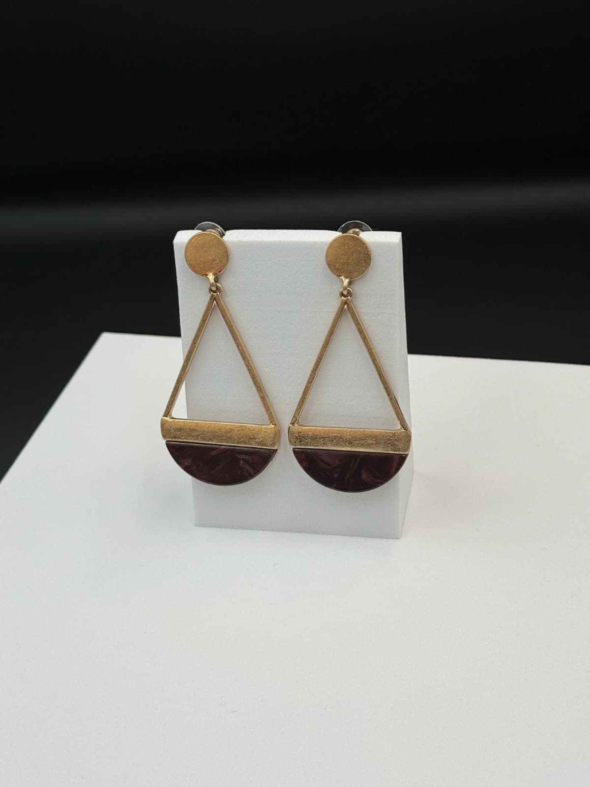 Vintage Womens Gold Pleated Purple Bhumi Ohrringe Dangle Fashion Wedding Earring - Thumbnail 11