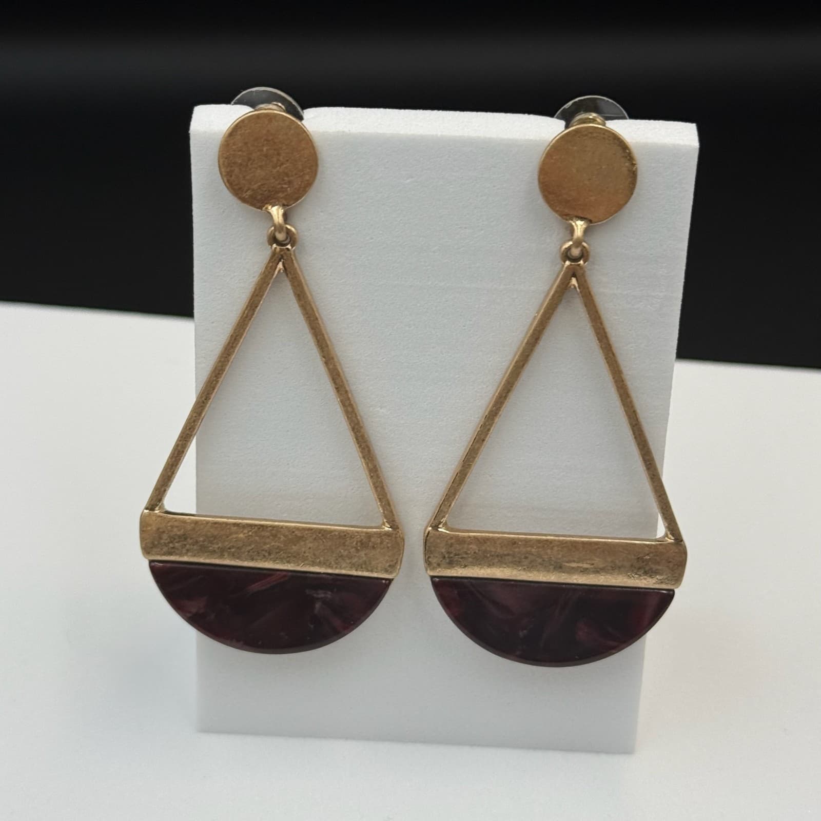 Vintage Womens Gold Pleated Purple Bhumi Ohrringe Dangle Fashion Wedding Earring - Image 1