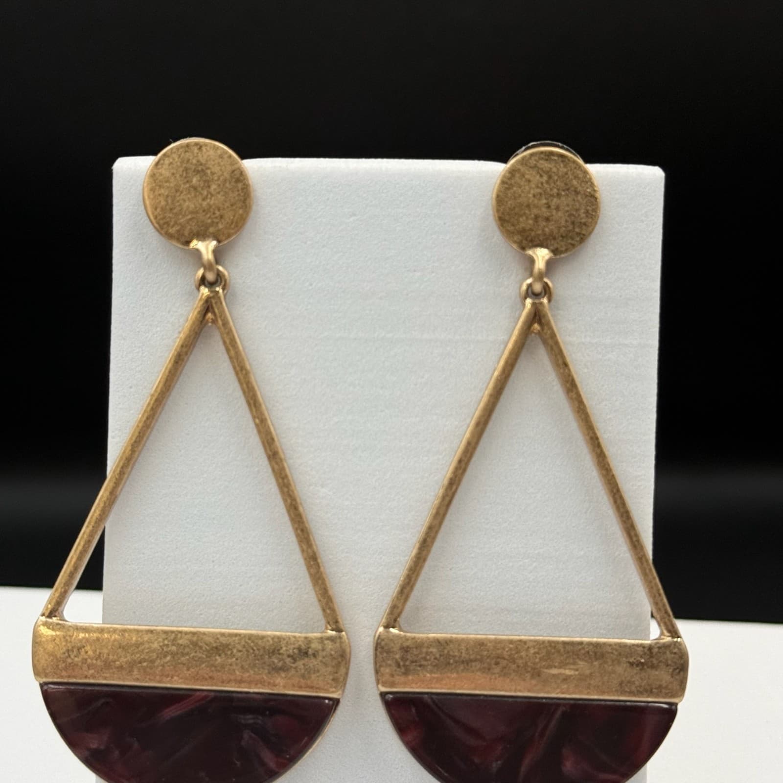 Vintage Womens Gold Pleated Purple Bhumi Ohrringe Dangle Fashion Wedding Earring - Thumbnail 10