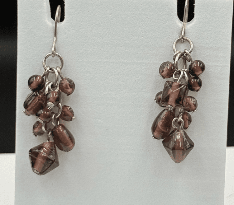 Vintage Purple Glass Amethyst Crystal Dangle Fashion Wedding Earrings For Womens - Image 1