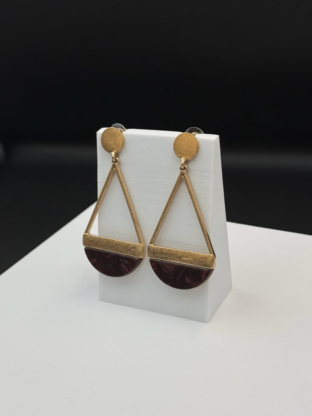 Vintage Womens Gold Pleated Purple Bhumi Ohrringe Dangle Fashion Wedding Earring - Thumbnail 5