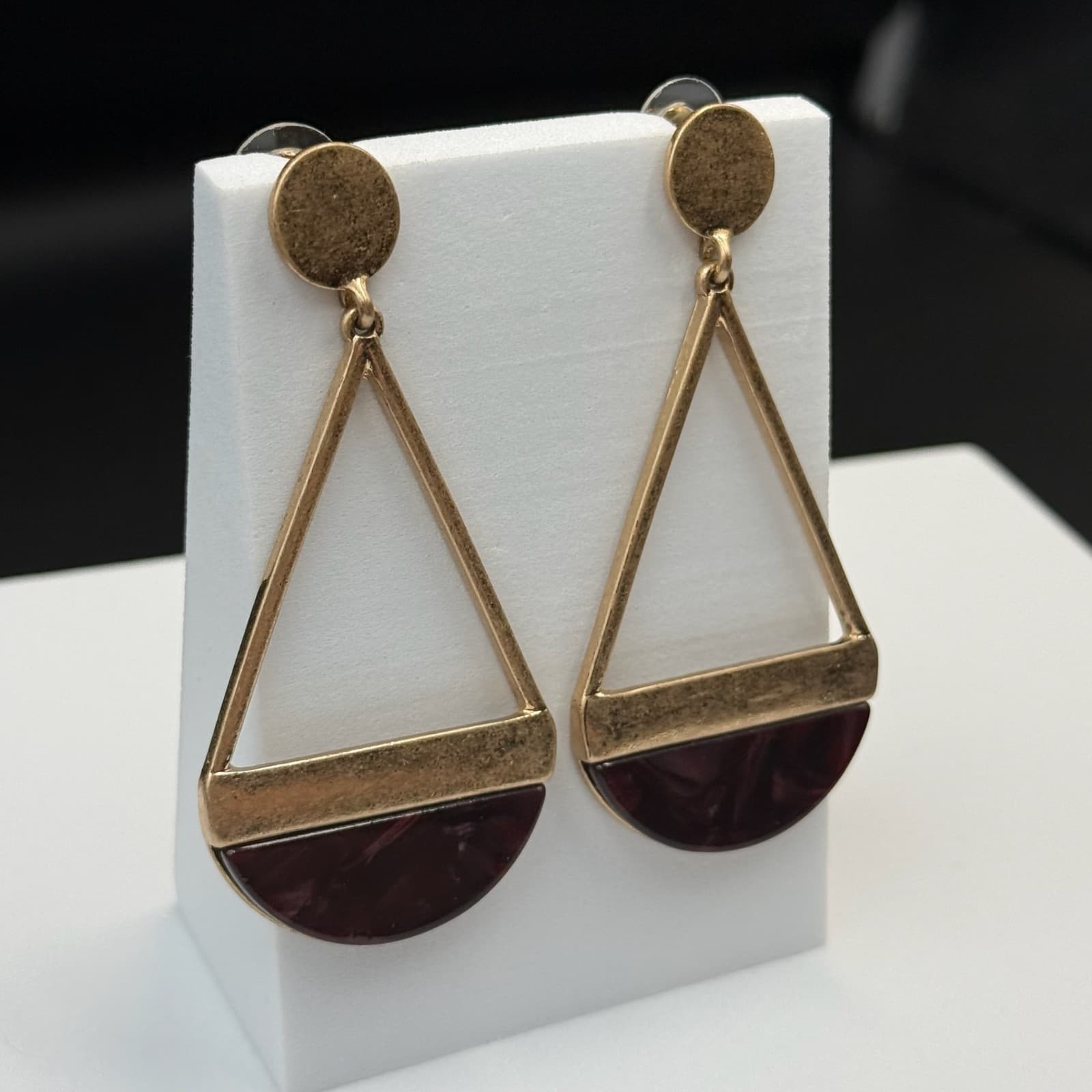 Vintage Womens Gold Pleated Purple Bhumi Ohrringe Dangle Fashion Wedding Earring - Thumbnail 9