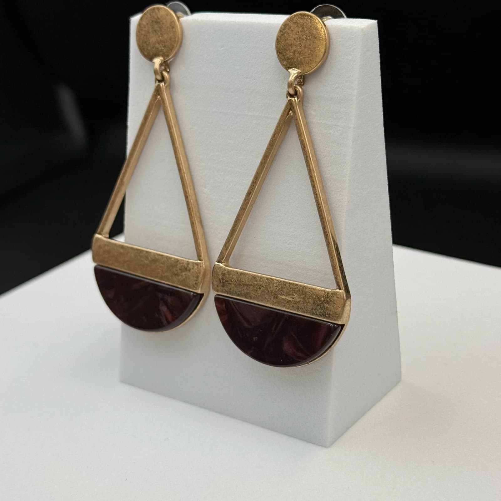 Vintage Womens Gold Pleated Purple Bhumi Ohrringe Dangle Fashion Wedding Earring - Thumbnail 6