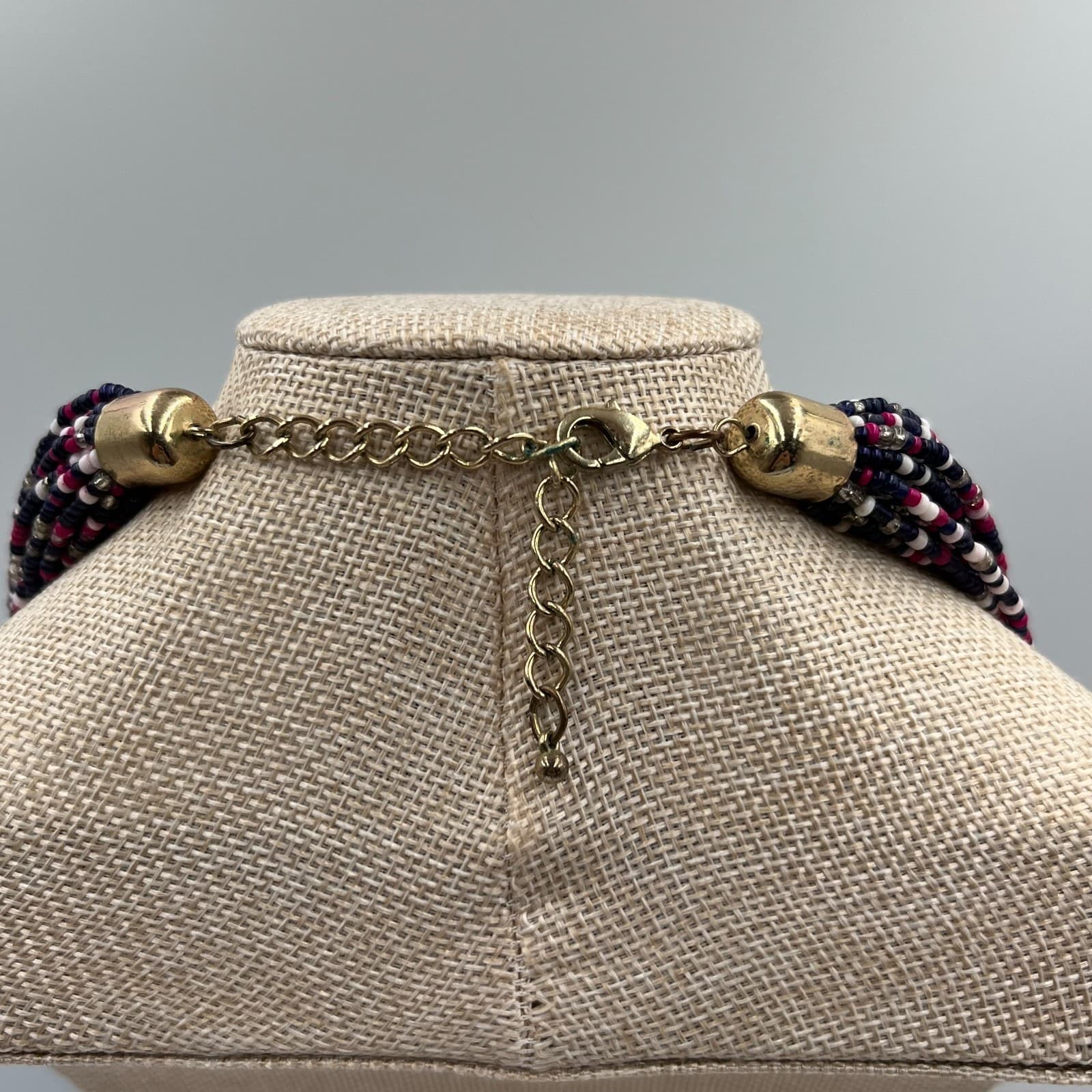 Vintage 80s Seed Bead Torsade Necklace Multi-Strand Rainbow Boho Hippie Layered - Thumbnail 5